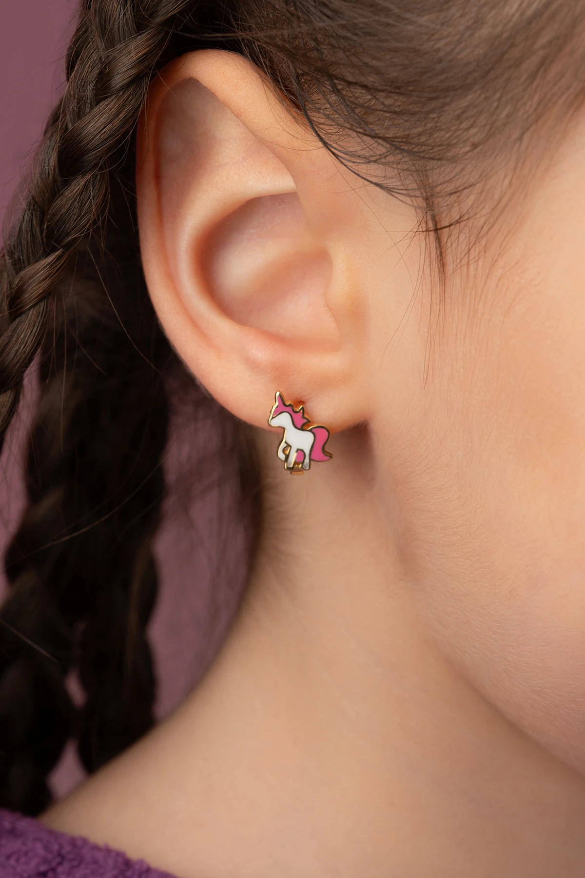 Gümüş Çocuk Unicorn Küpe