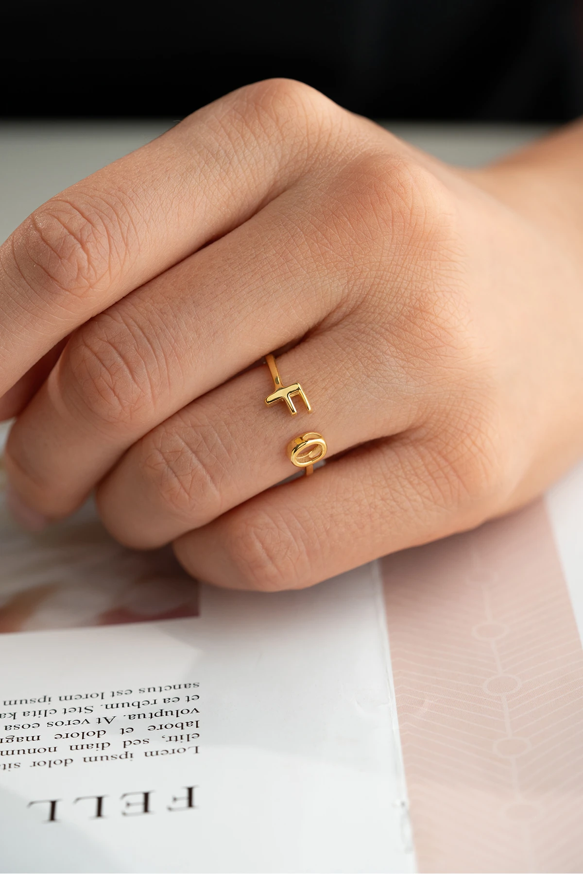 Gümüş Kişiye Özel Çift Harf Yüzük