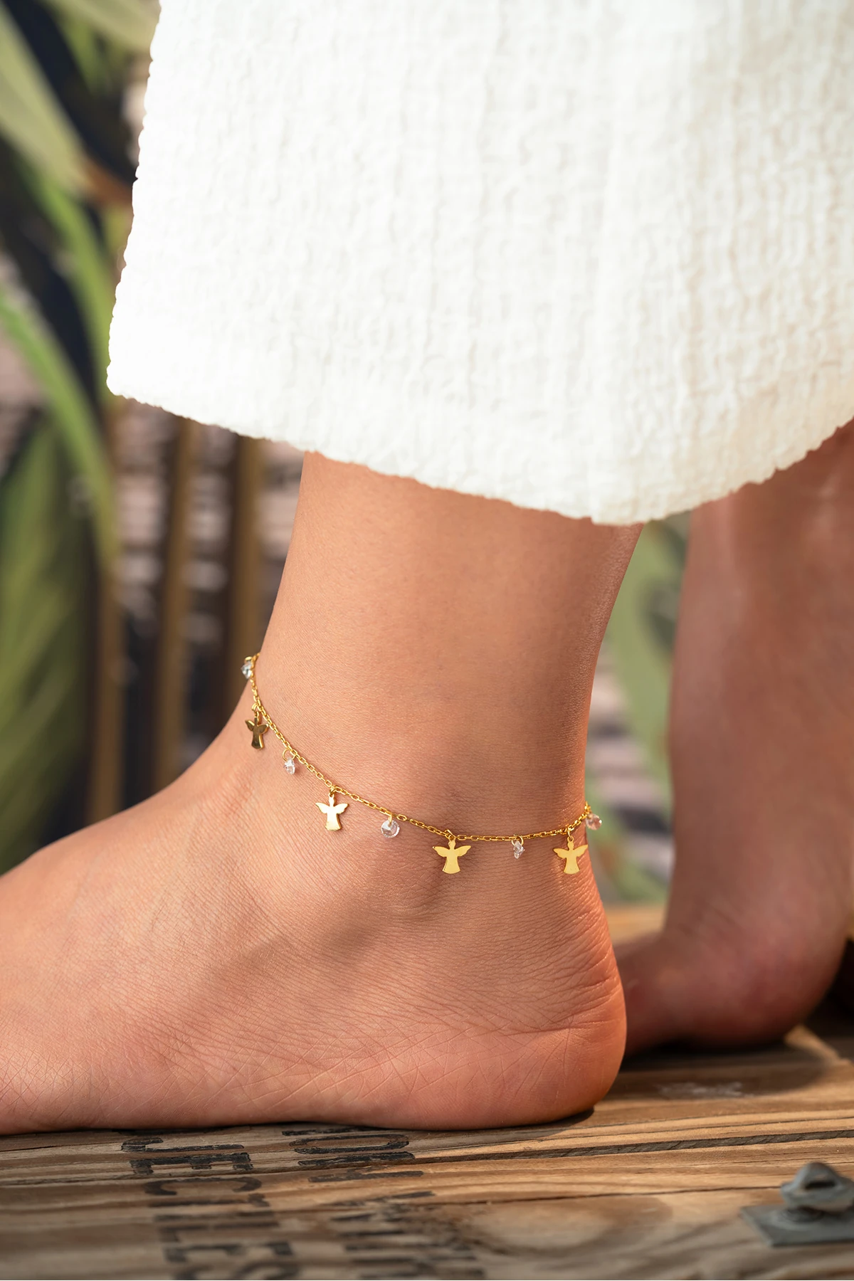 Gümüş Taşlı Melek Figürlü Halhal