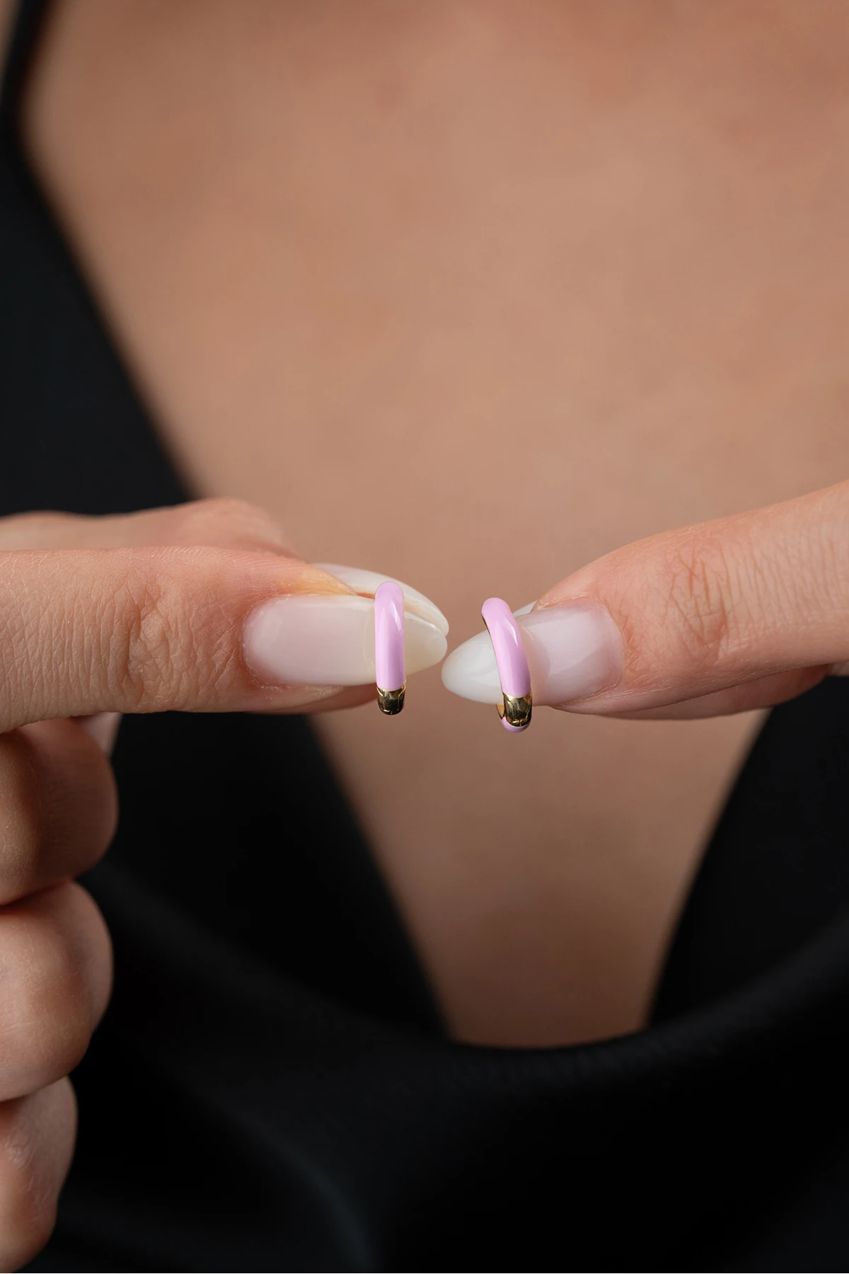 Gümüş Pembe Mineli Halka Çocuk Küpe