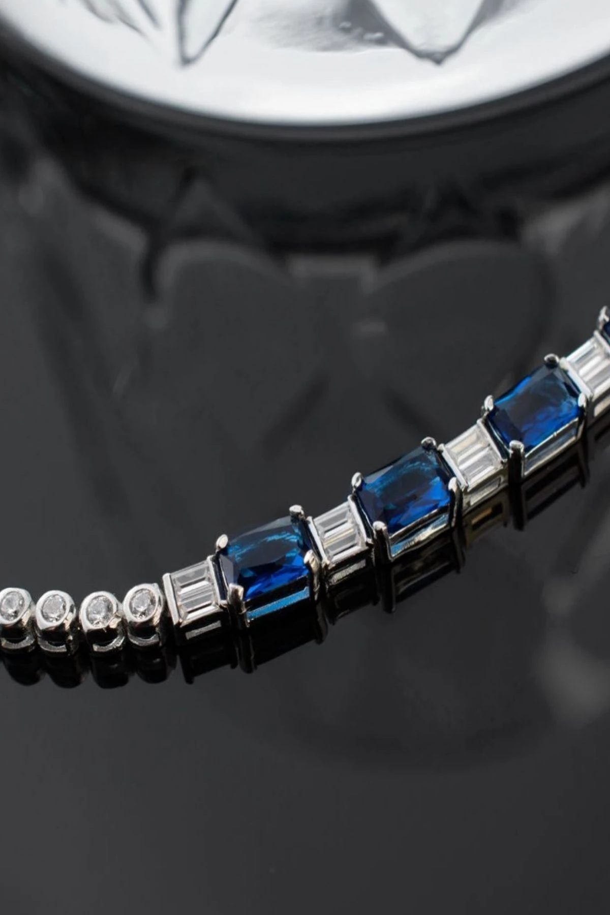 Gümüş Mavi Taşlı Suyolu Elegant Bileklik