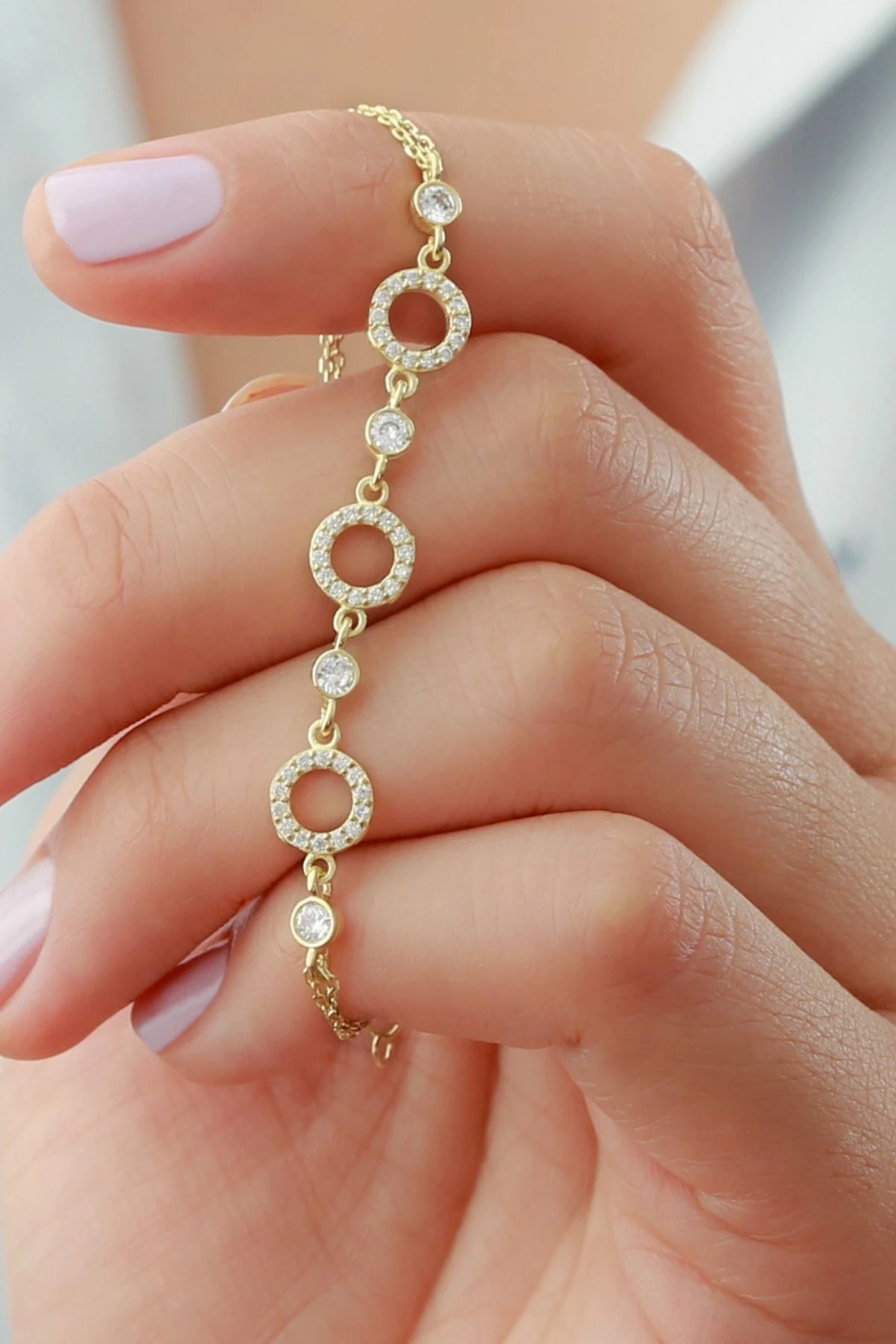 Gümüş Halka Taşlı Bileklik