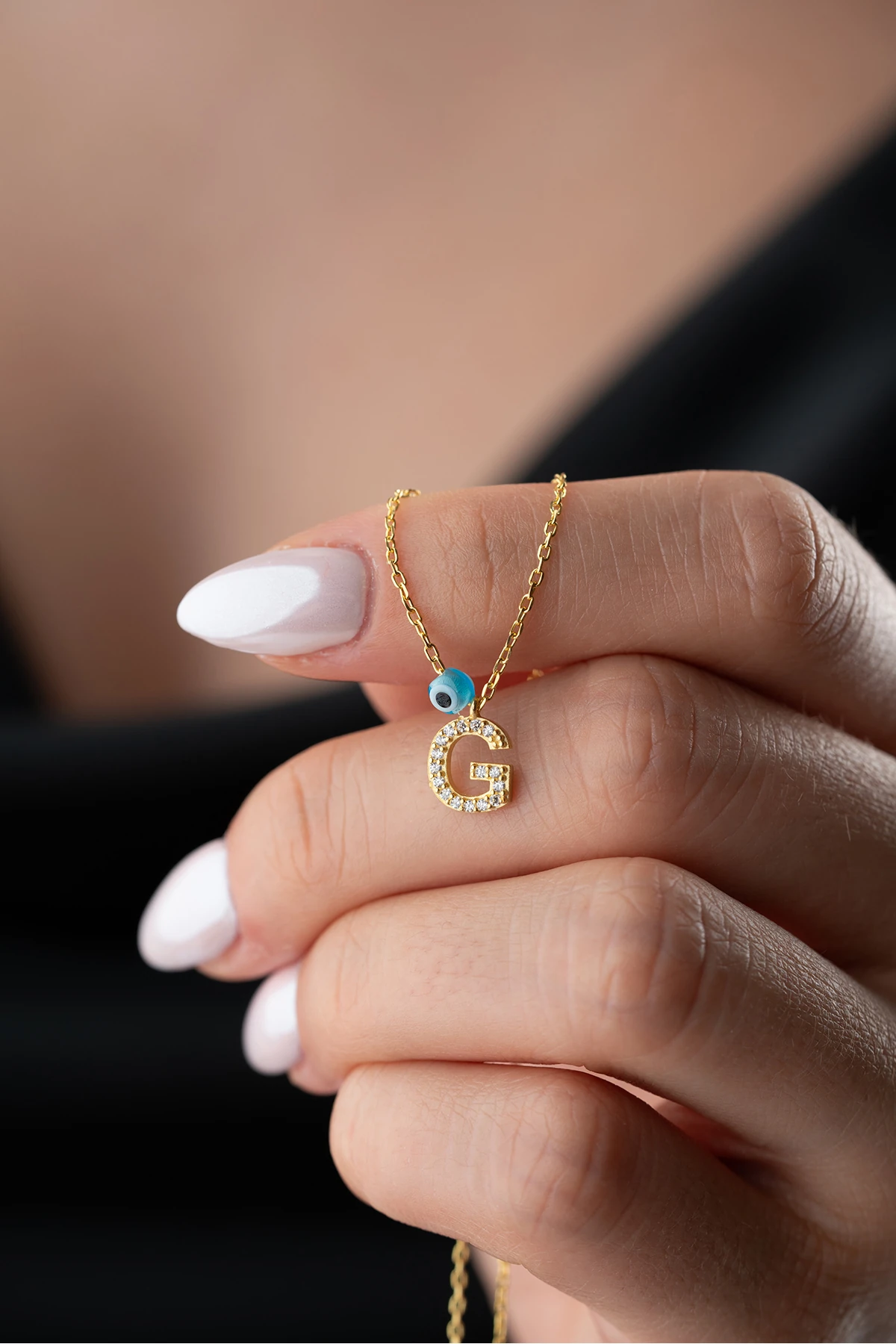 Gümüş Taşlı Harf Kolye