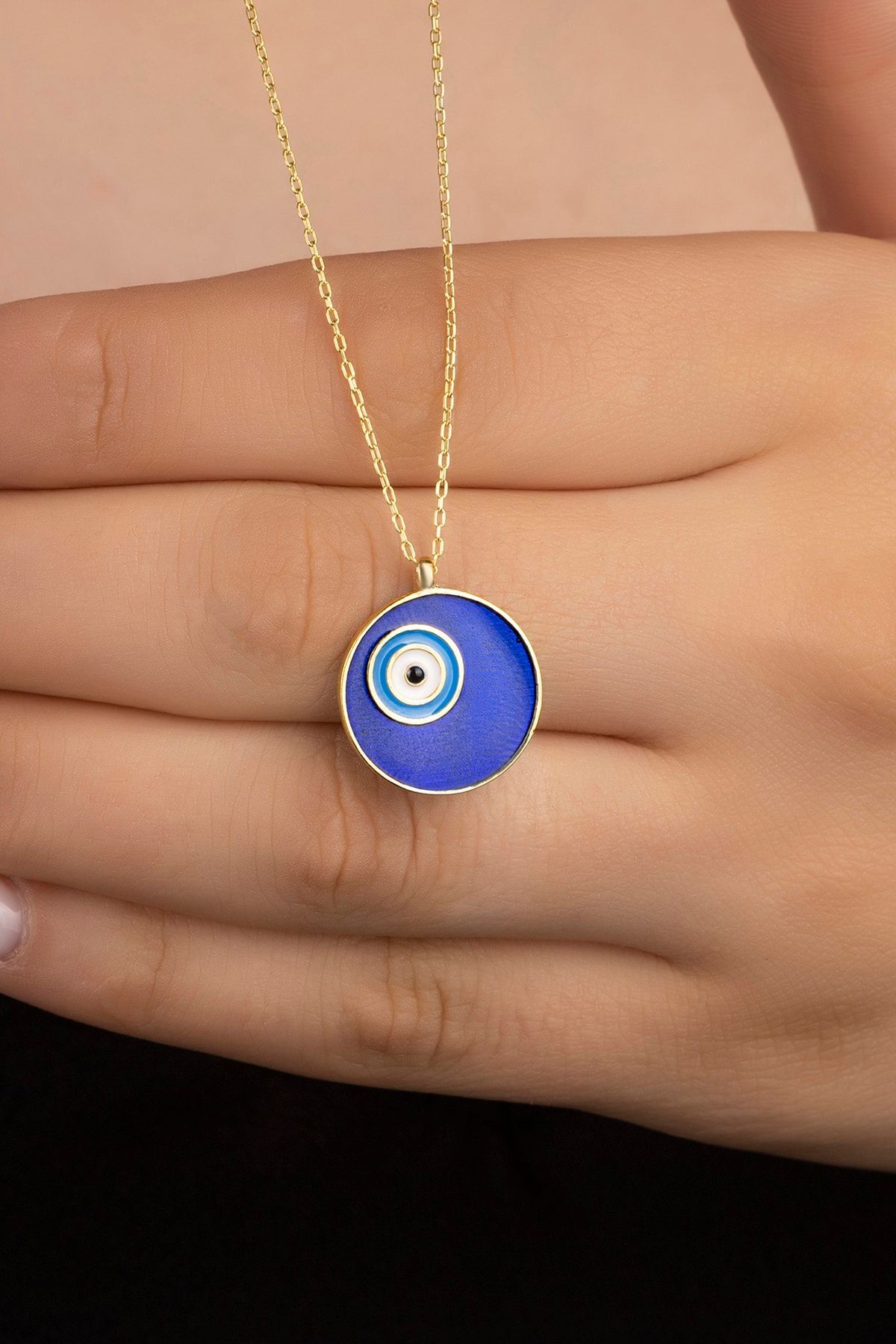 Gümüş Mineli Nazar Kolye