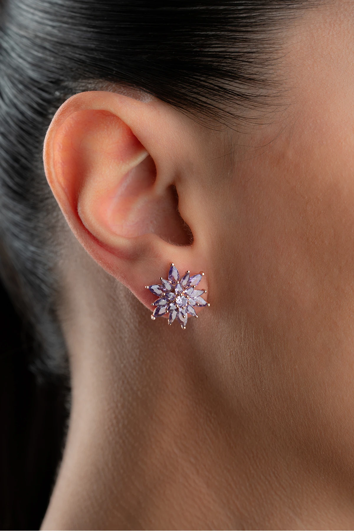 Gümüş Lotus Küpe