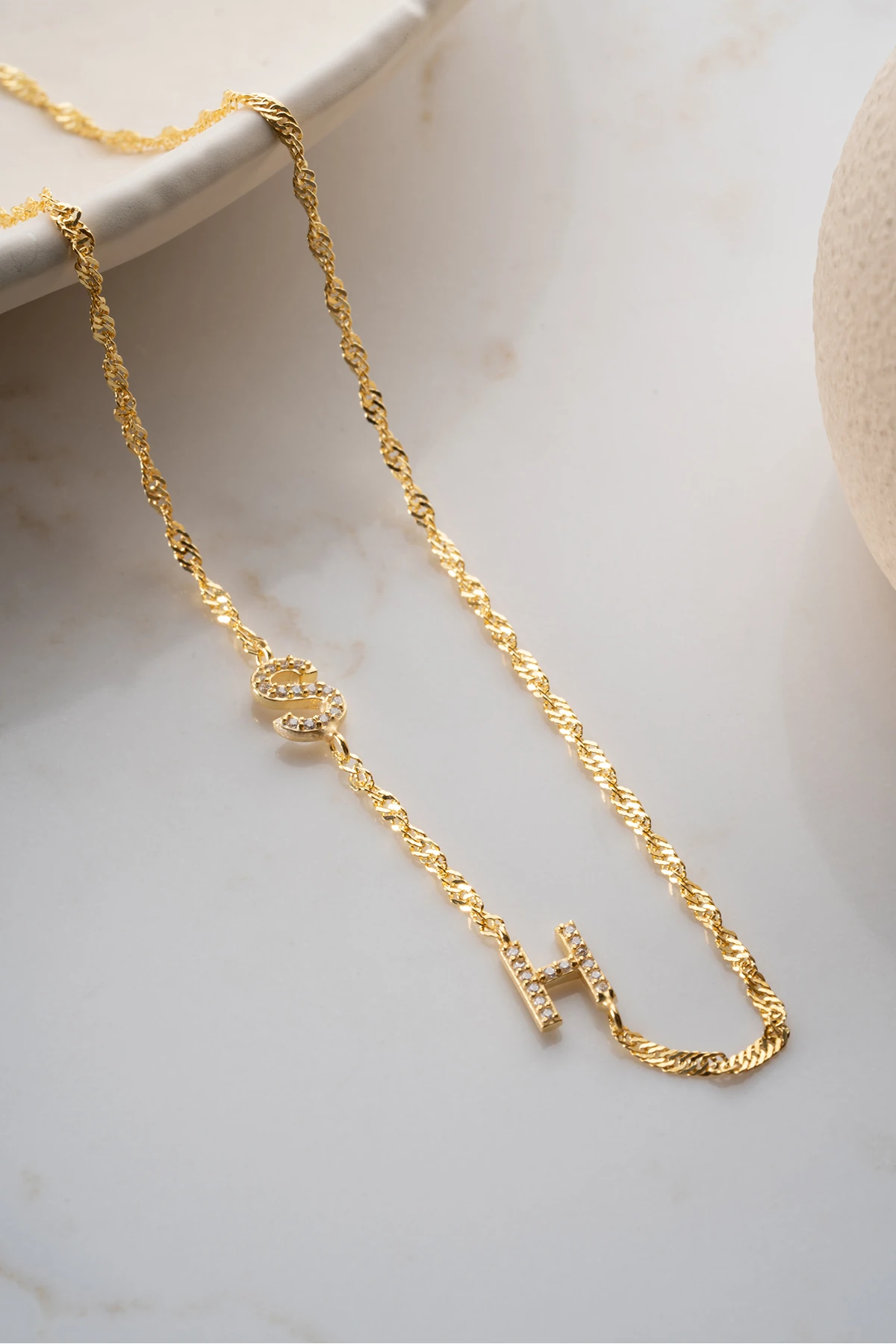 Gümüş Kişiye Özel İkili Harf Kolye