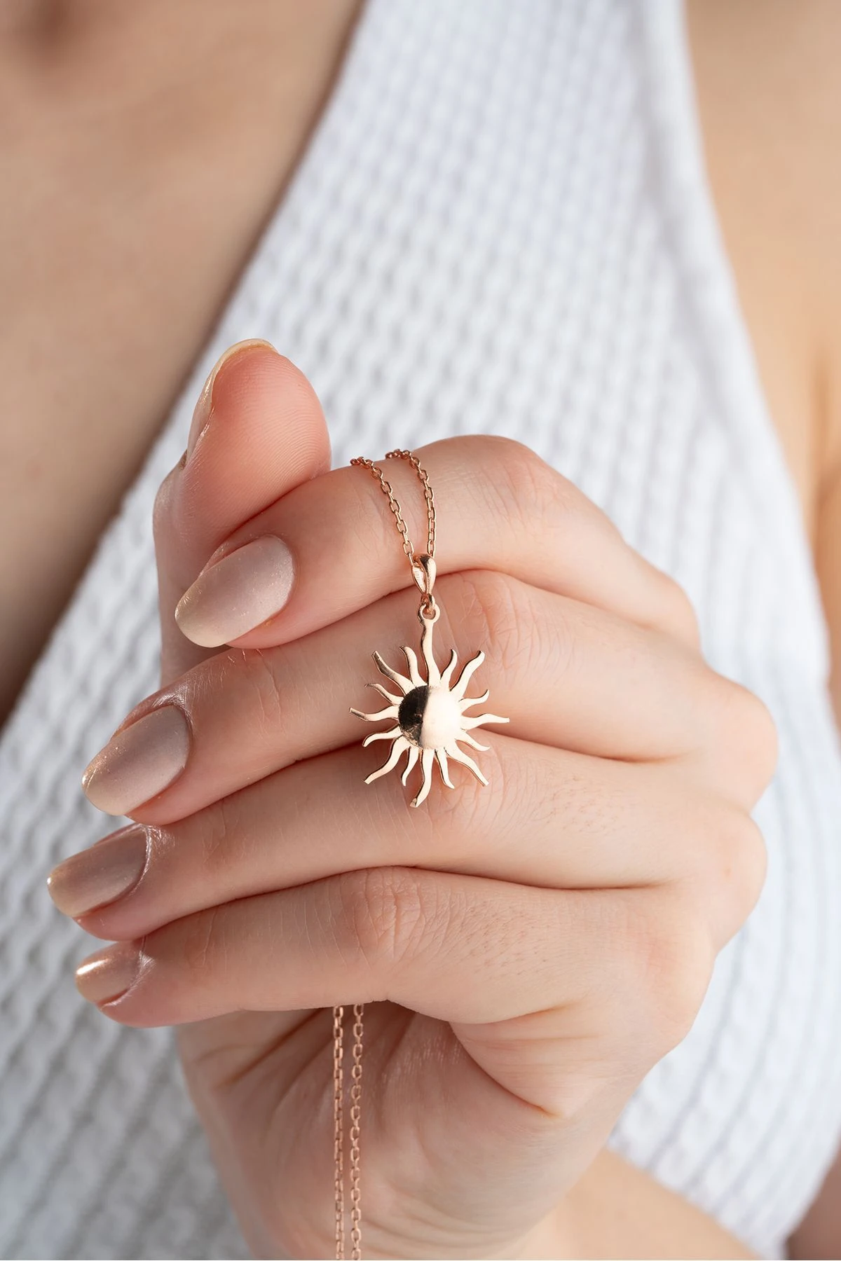 Gümüş Rose Güneş Kolye