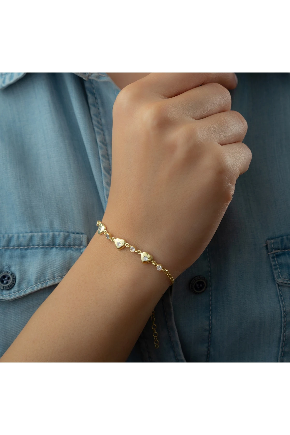 Gümüş Üçlü Kalp Bileklik