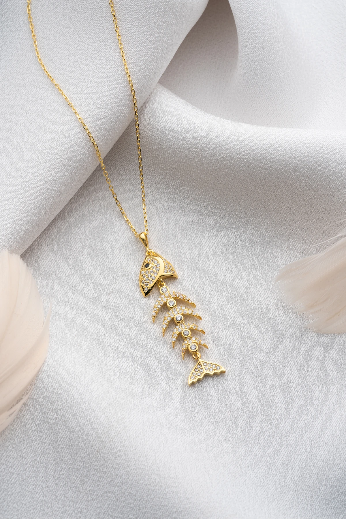 Gümüş Balık Kılçığı Kolye