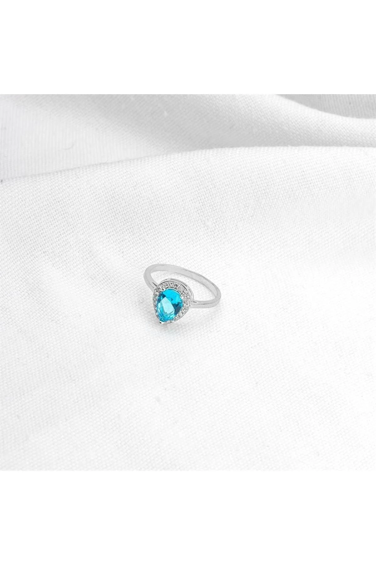 Gümüş Mavi Taşlı Damla Takı Seti