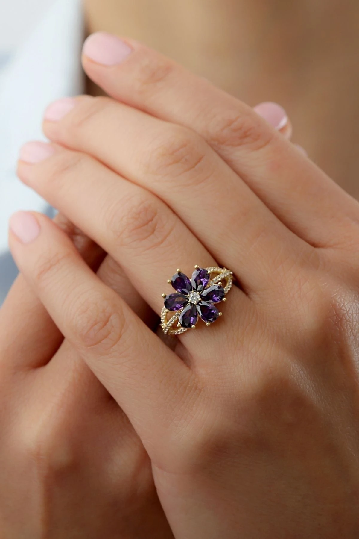 Gümüş Lotus Çiçeği Yüzük