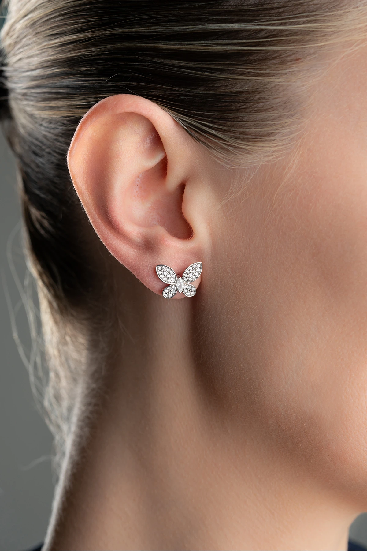 Gümüş Kelebek Küpesi