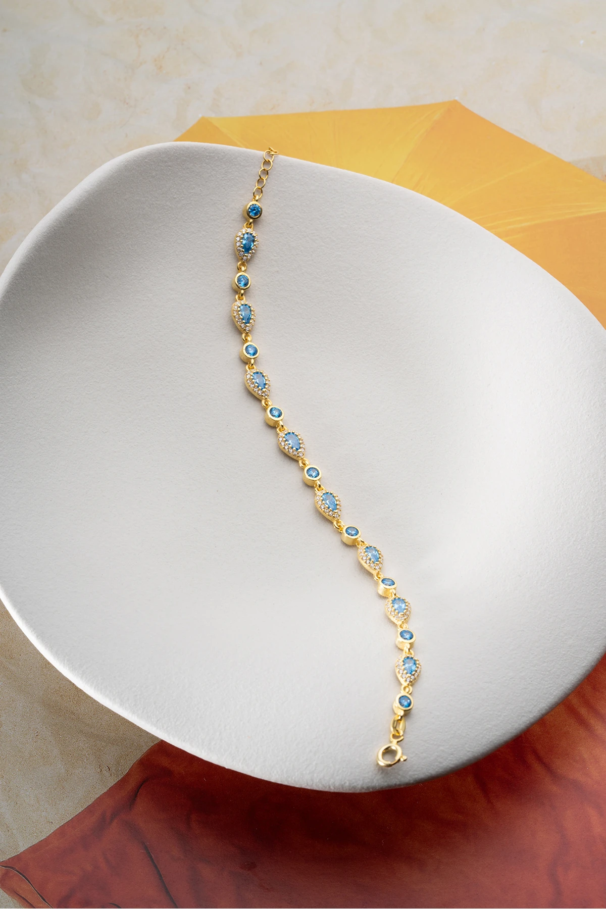 Gümüş Damla Taşlı Bileklik