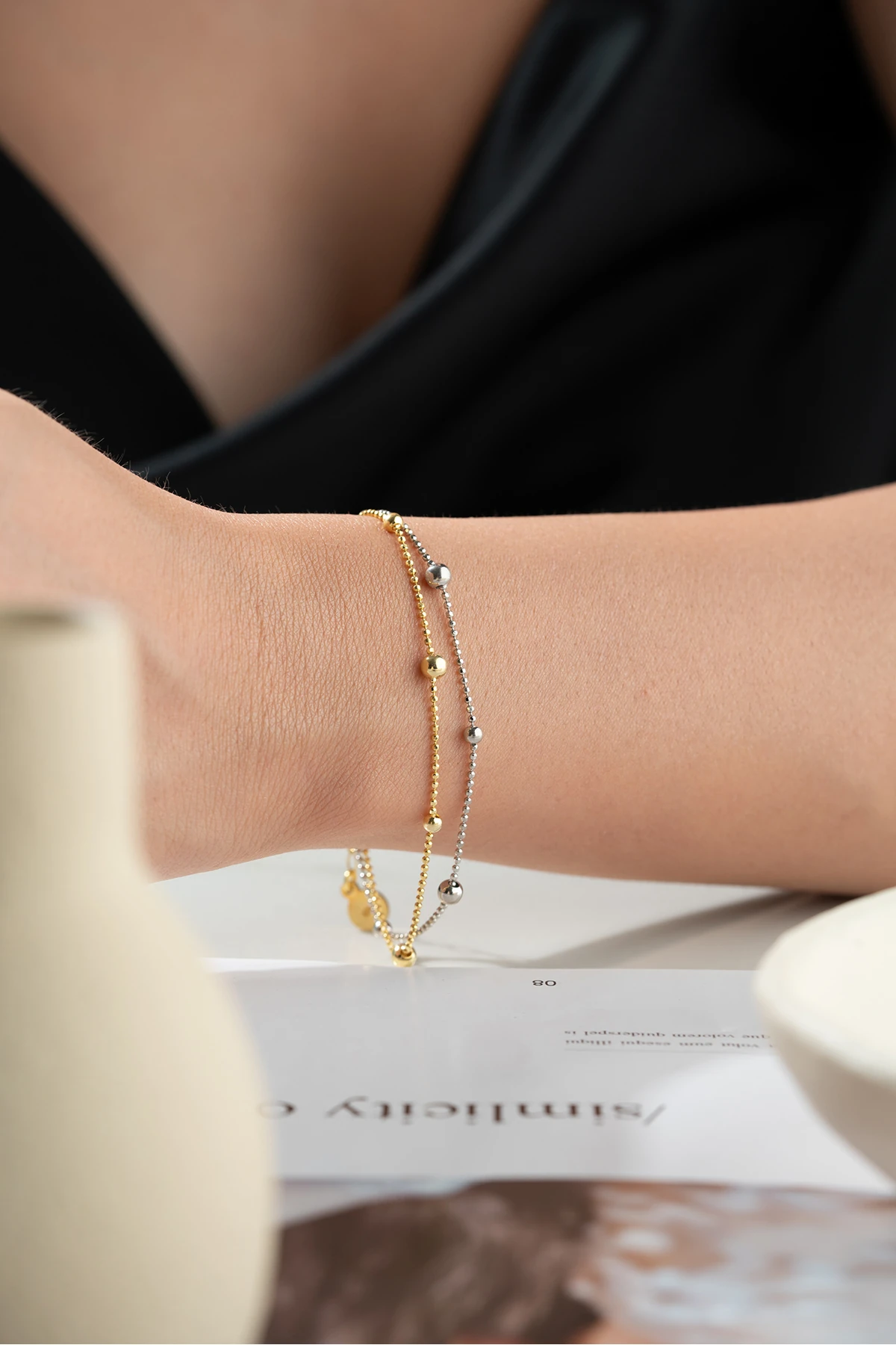 Gümüş Dorika Taşlı Zincir Bileklik