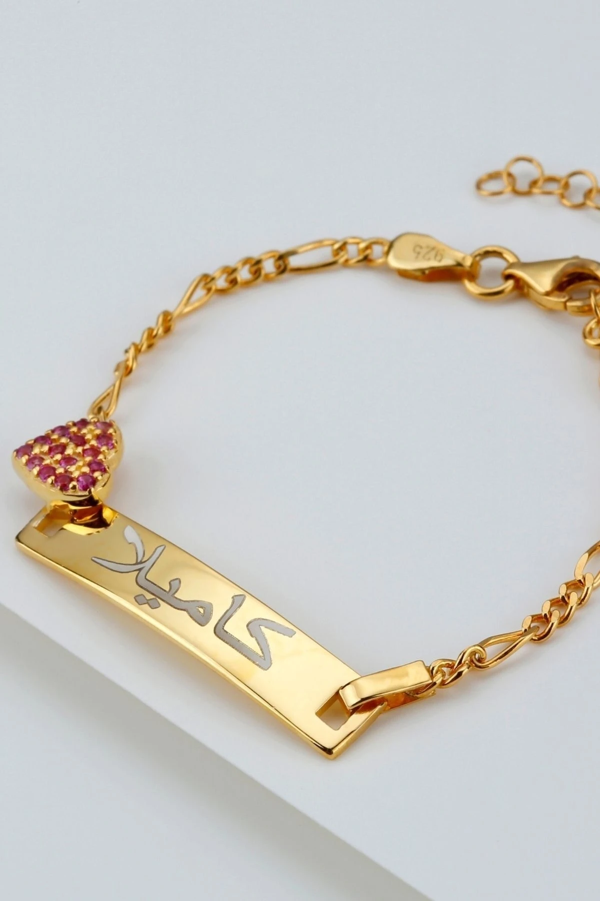 Gümüş Pembe Renkli Isimli Çocuk Bileklik