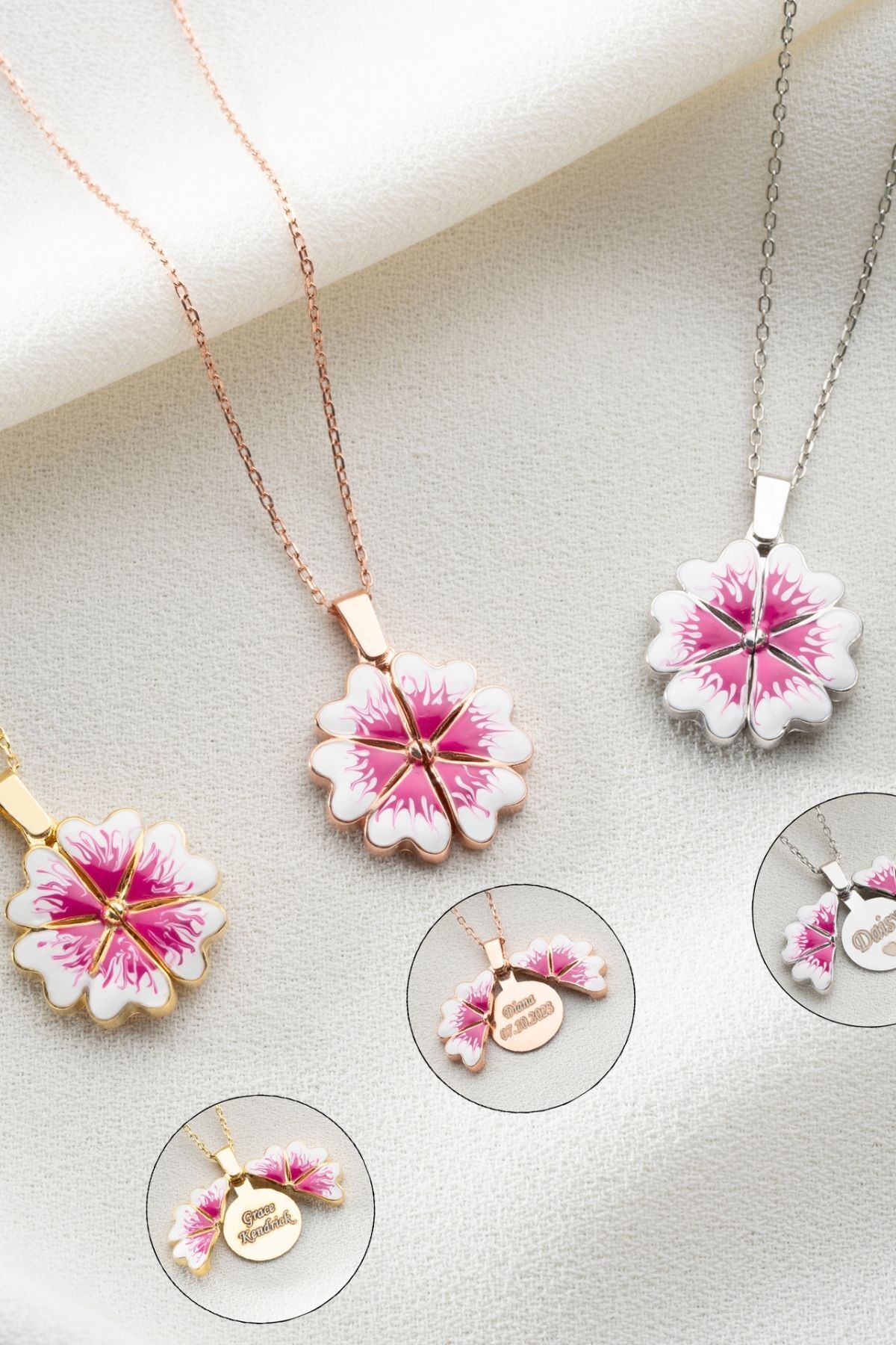 Gümüş Açılabilen İsimli Çiçek Kolye