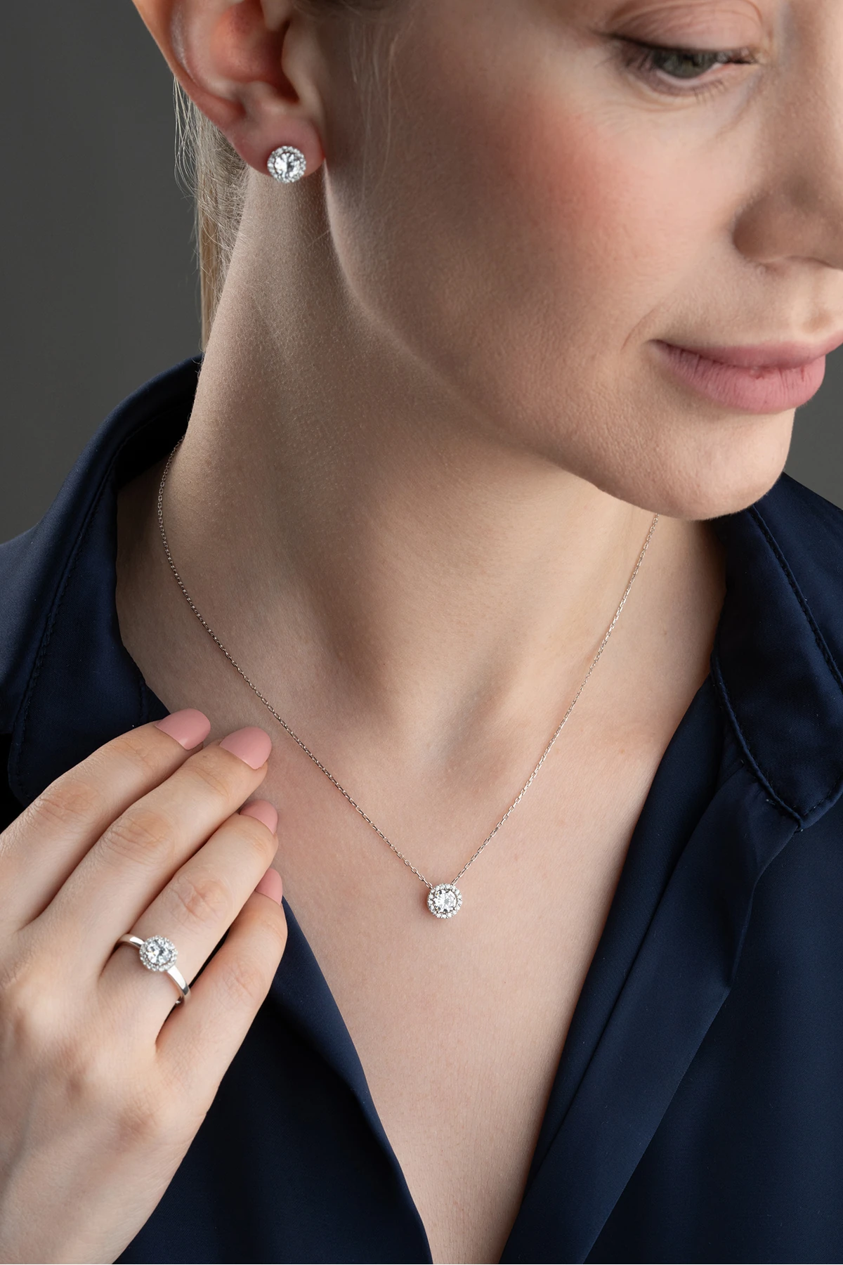 Gümüş Tektaş Takı Seti