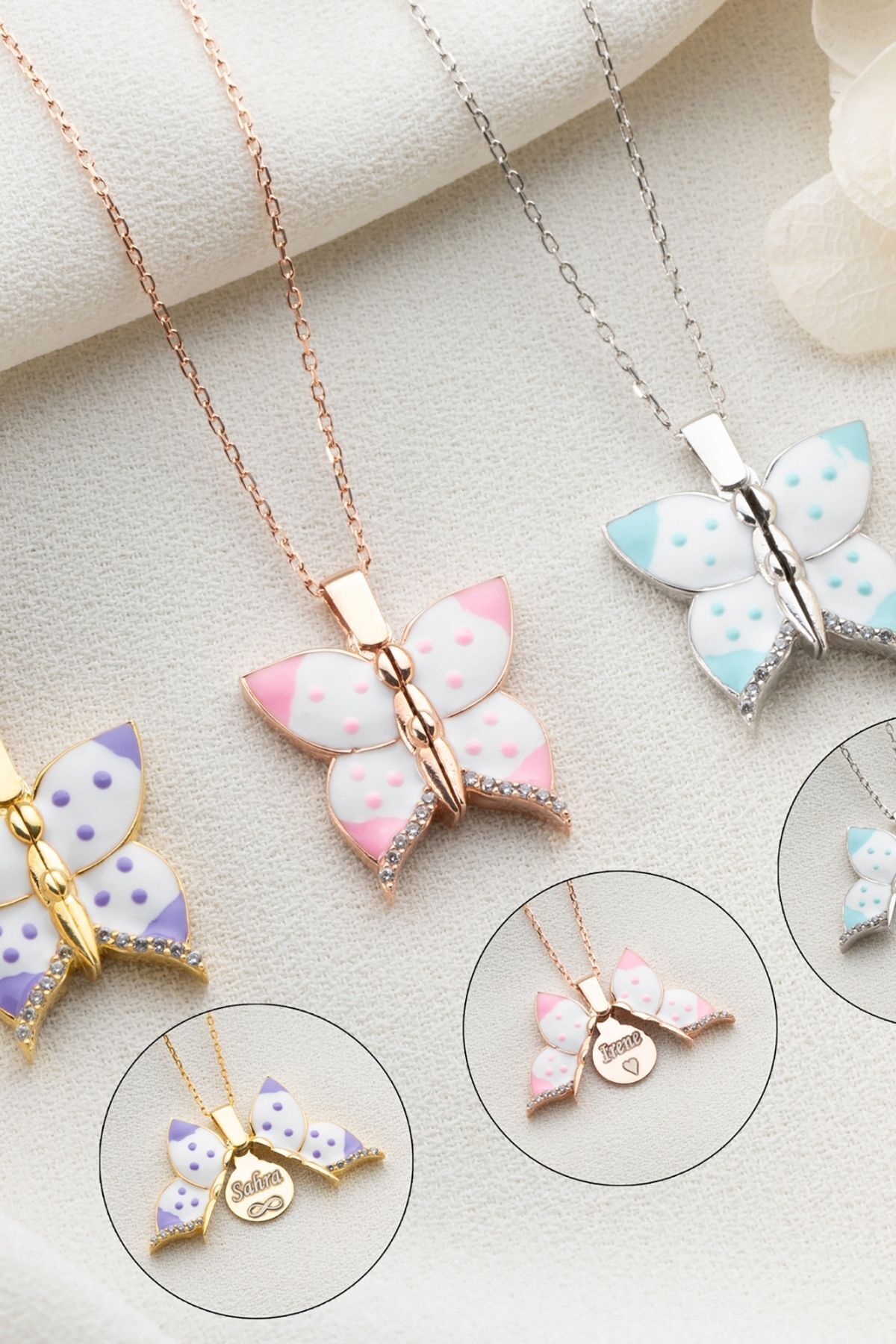 Gümüş Açılabilen Kelebek Kolye