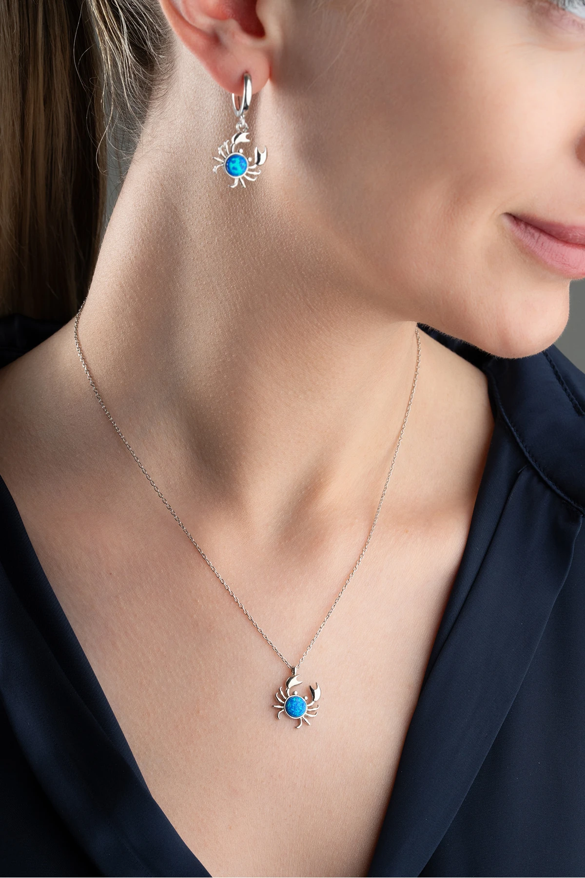 Gümüş Yengeç Takı Seti