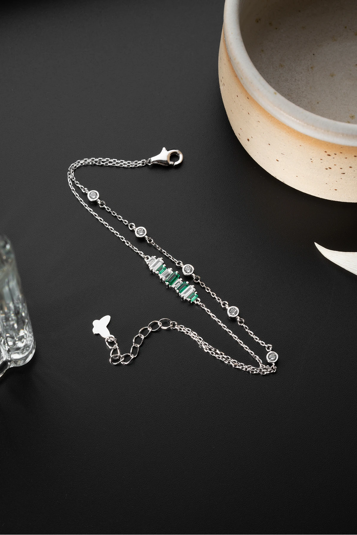 Gümüş Baget Taşlı Bileklik