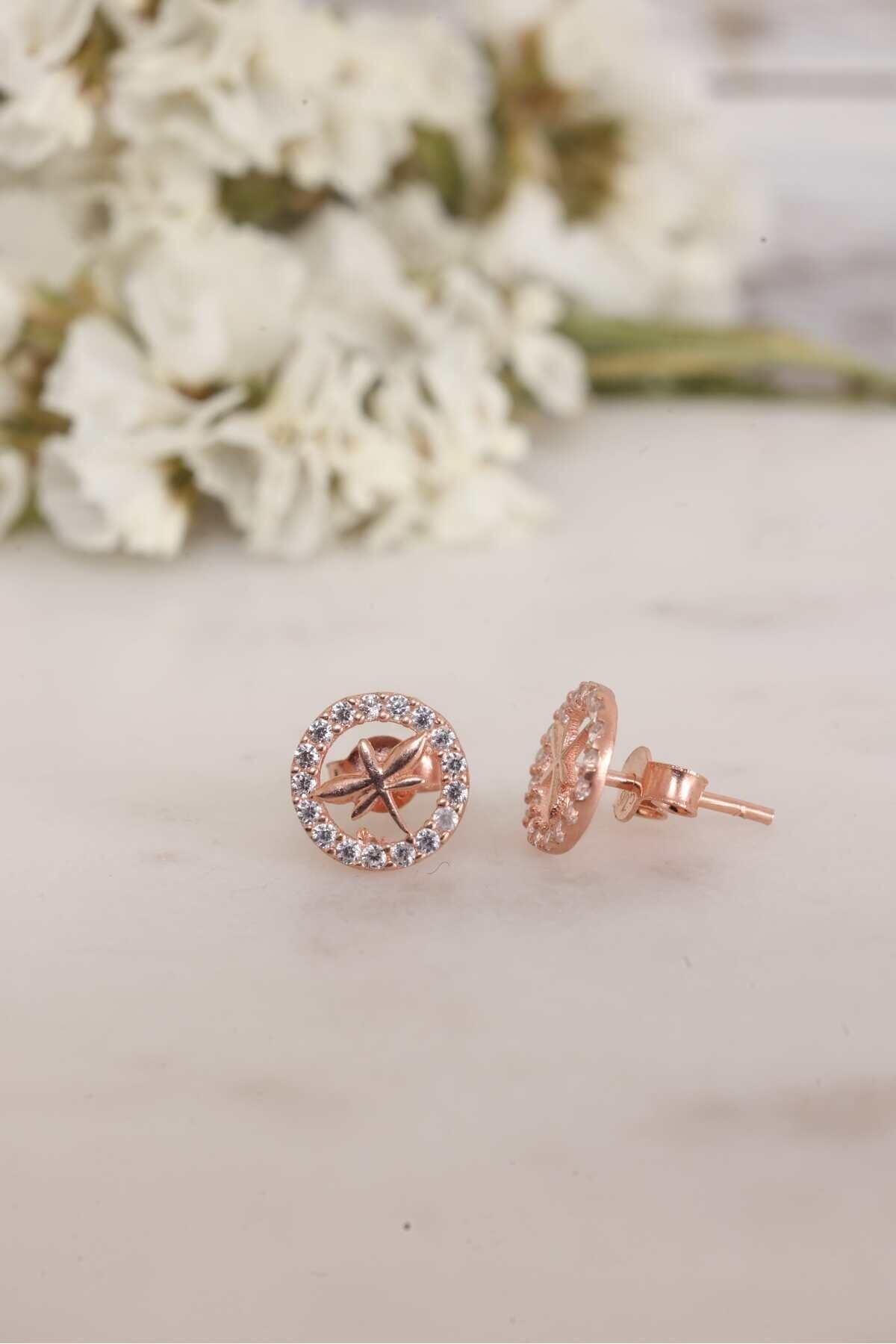 Gümüş Halka İçinde Taşlı Yusufçuk Minik Küpe