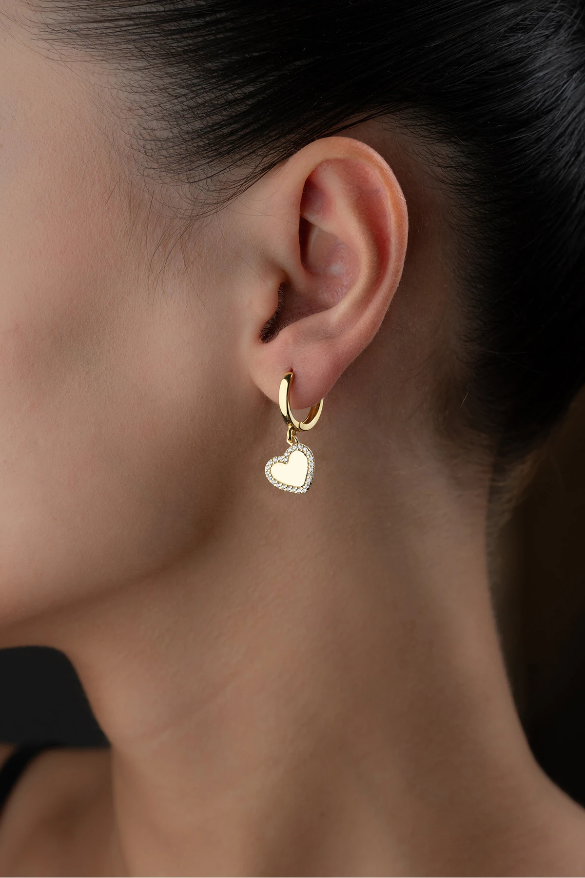 Gümüş Halkalı Kalp Küpe