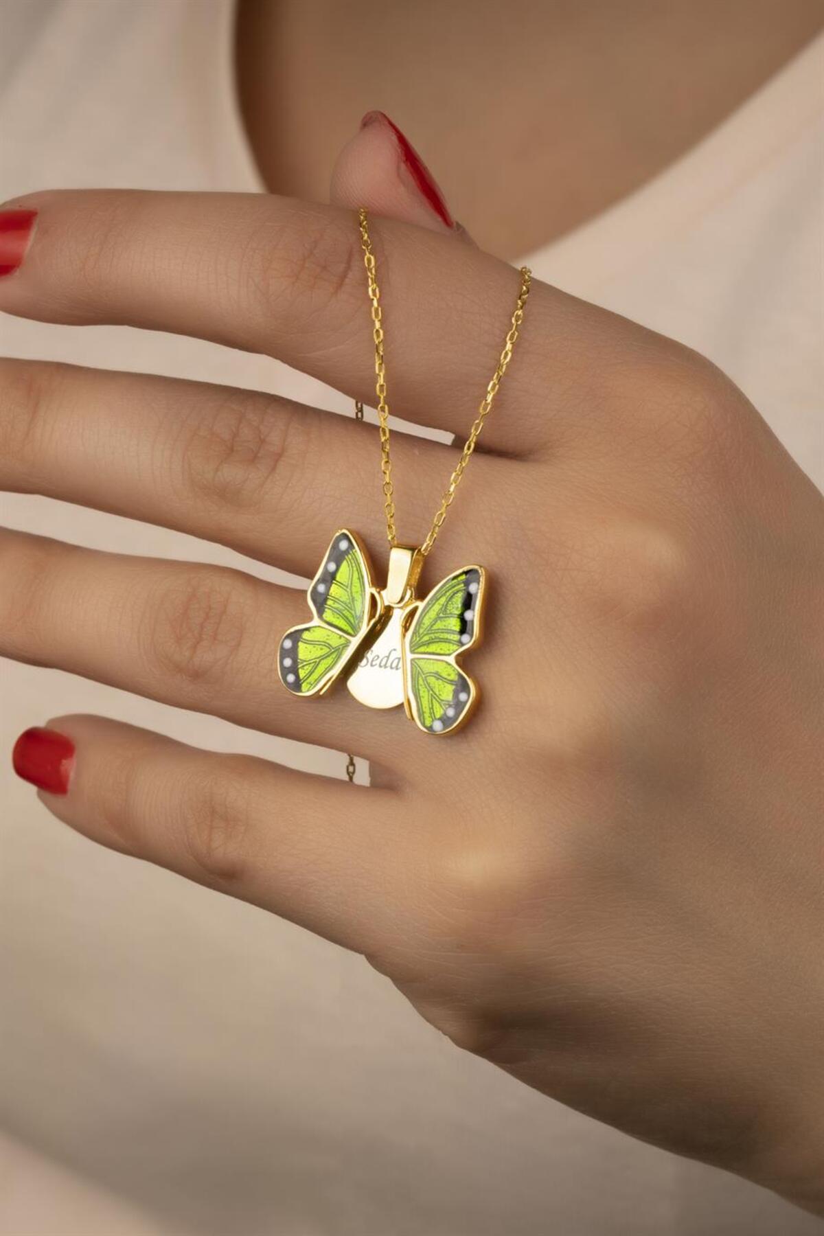 Gümüş Açılabilen Kelebek Kolye