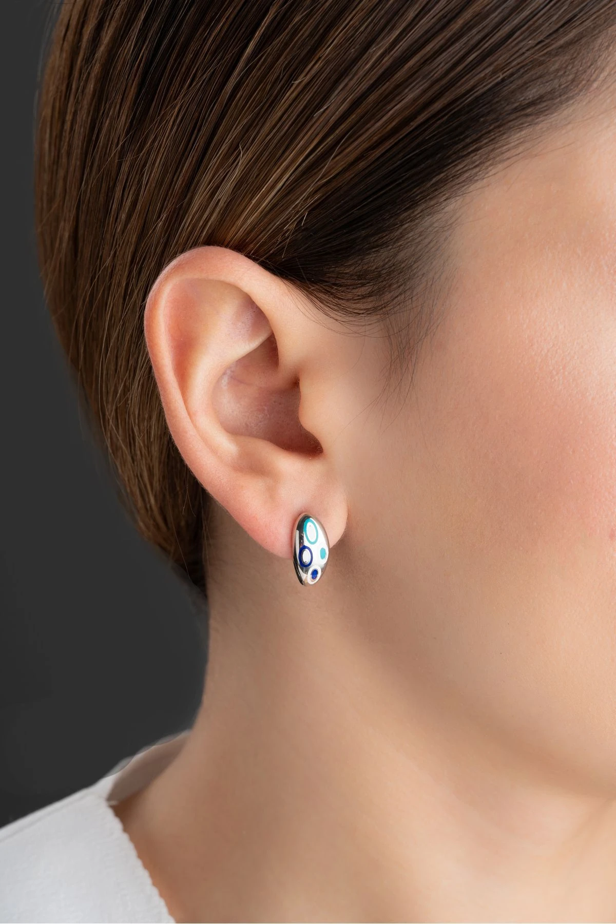 Gümüş Mineli Nazar Küpe