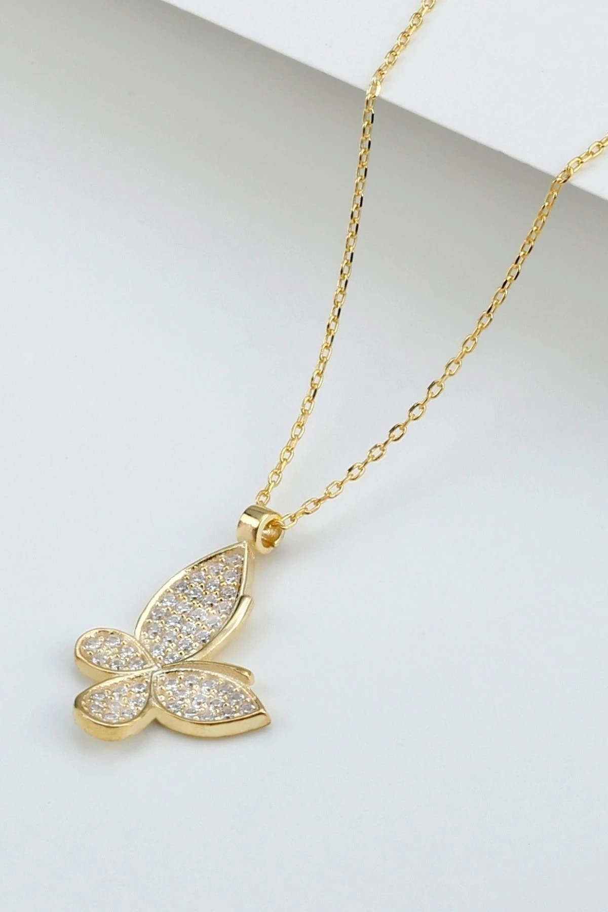 Gümüş Gold Minimal Kelebek Kolye