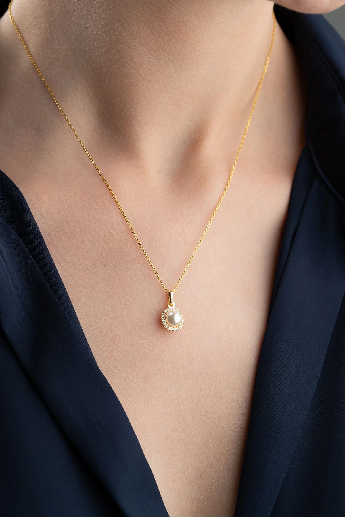 Gümüş İnci Model Kolye