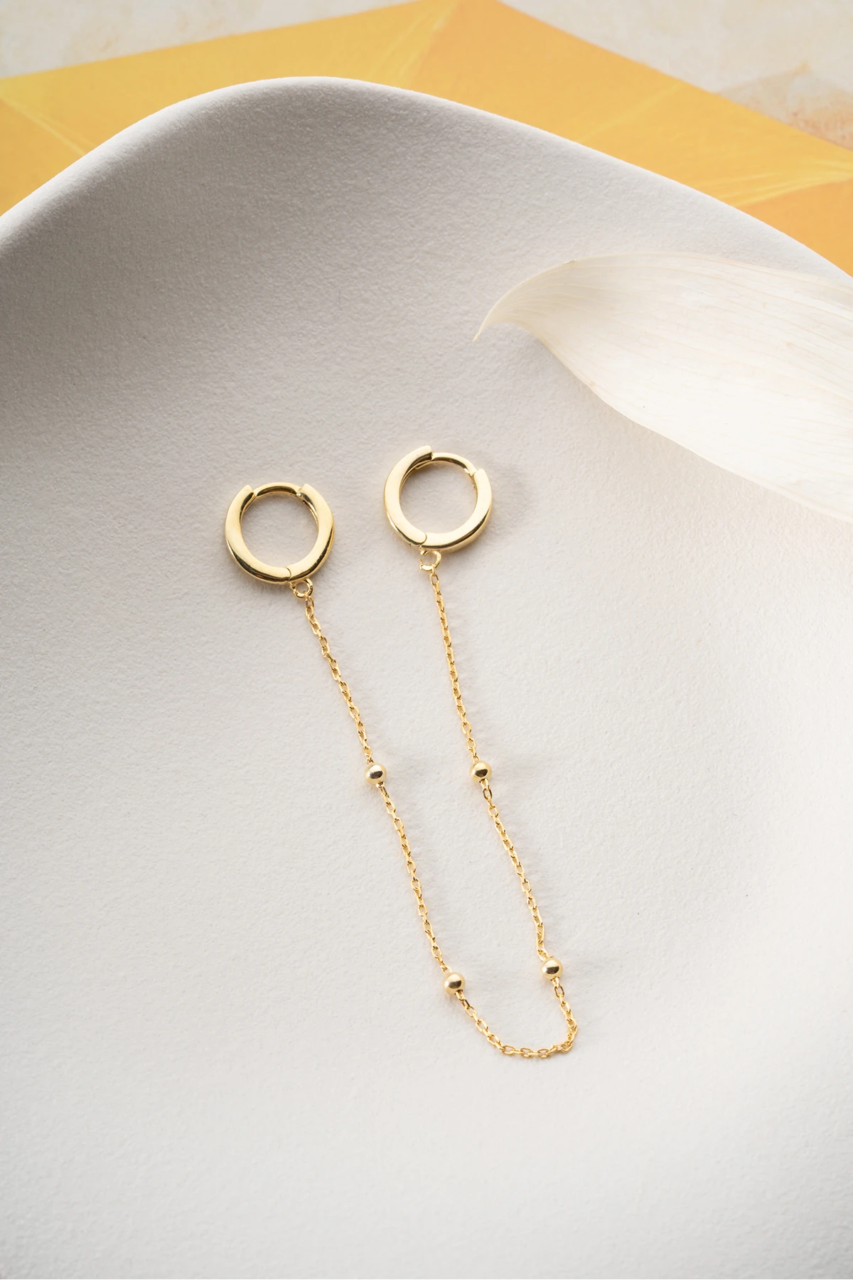 Gümüş Zincirli Halka Küpe