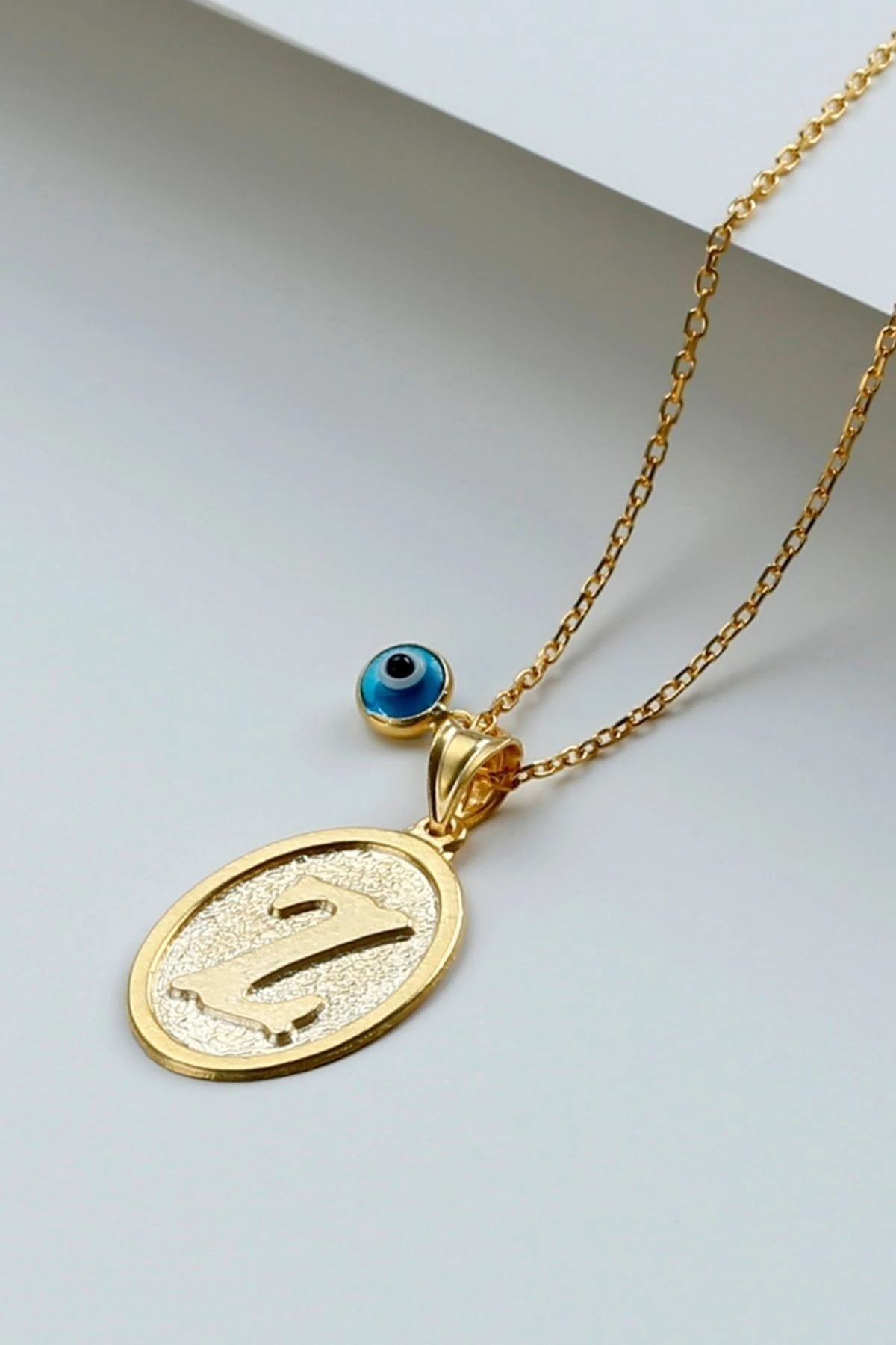 Gümüş Nazarlı Harf Kolye