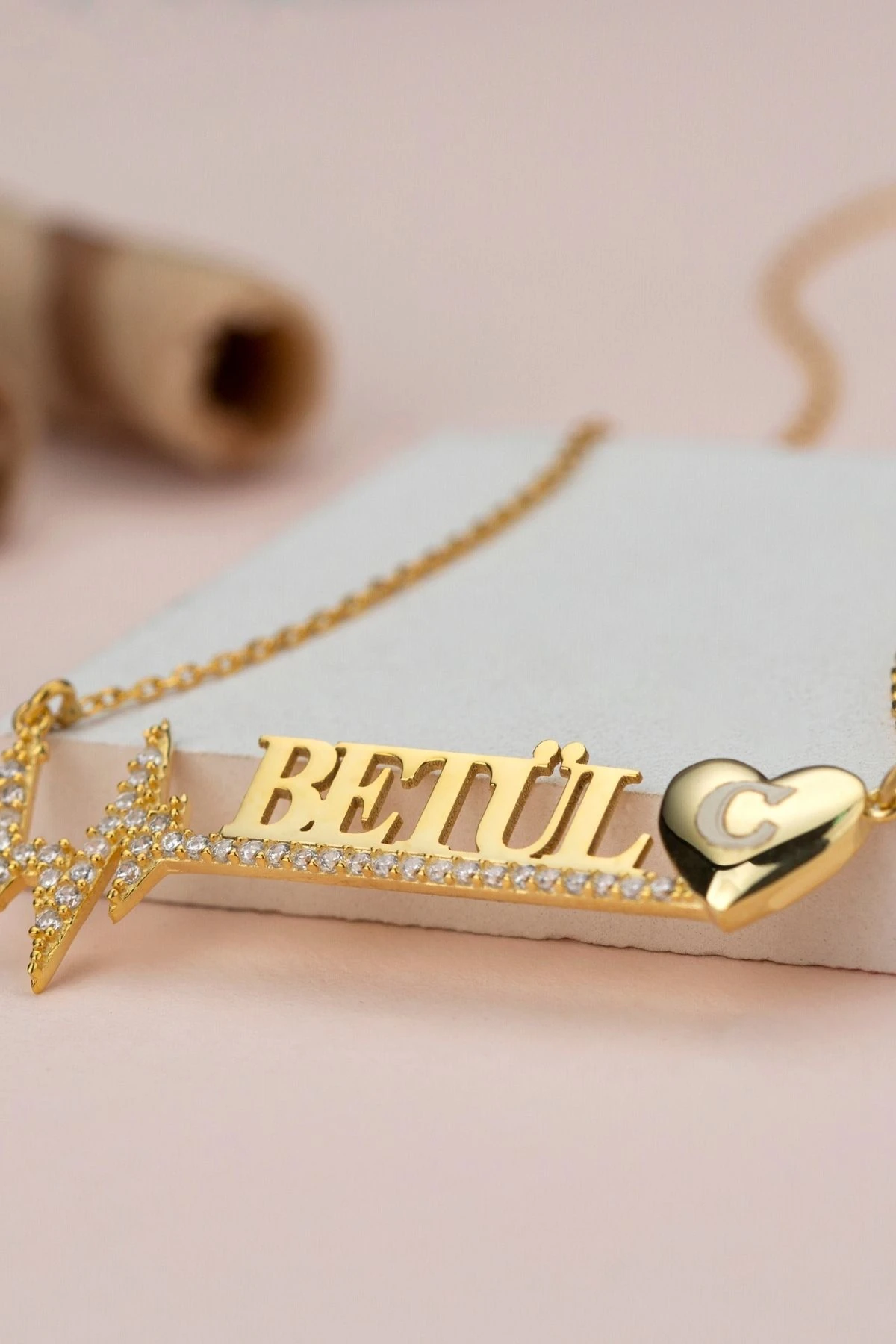 Gümüş Isimli Kalp Ritim Kolyesi