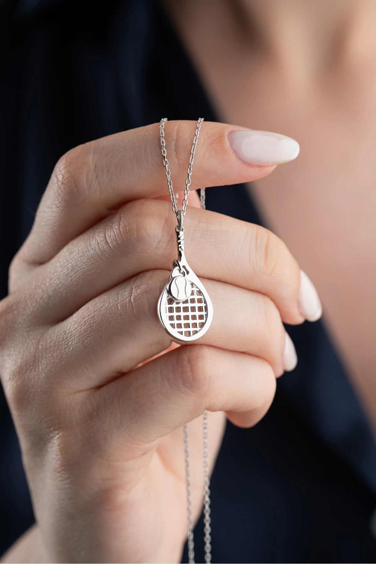 Gümüş Tenis Raketi Kolye