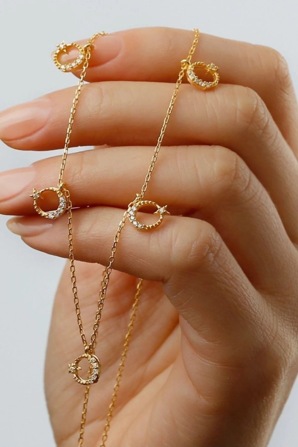 Gümüş Ay Yıldız Şans Kolyesi