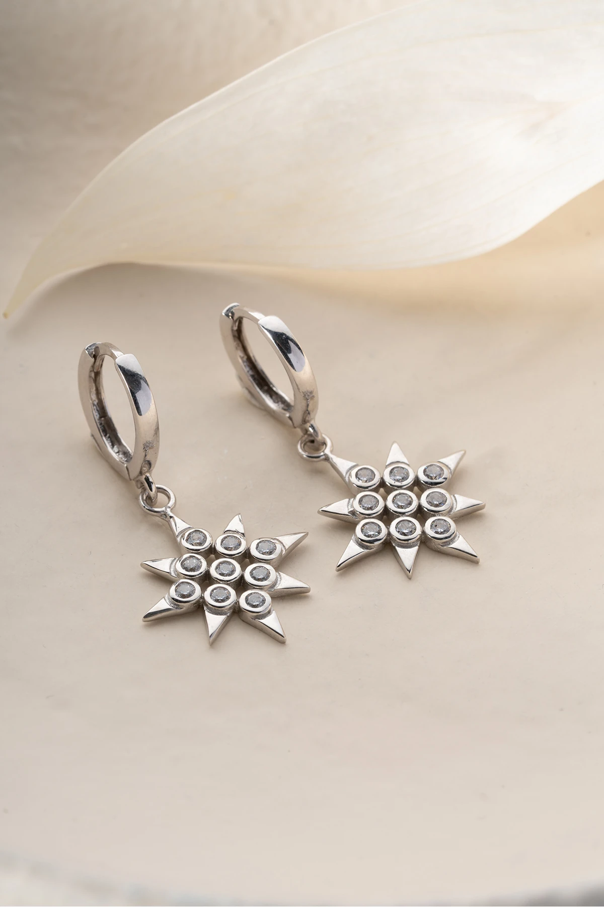 Gümüş Taşlı Yıldız Küpe