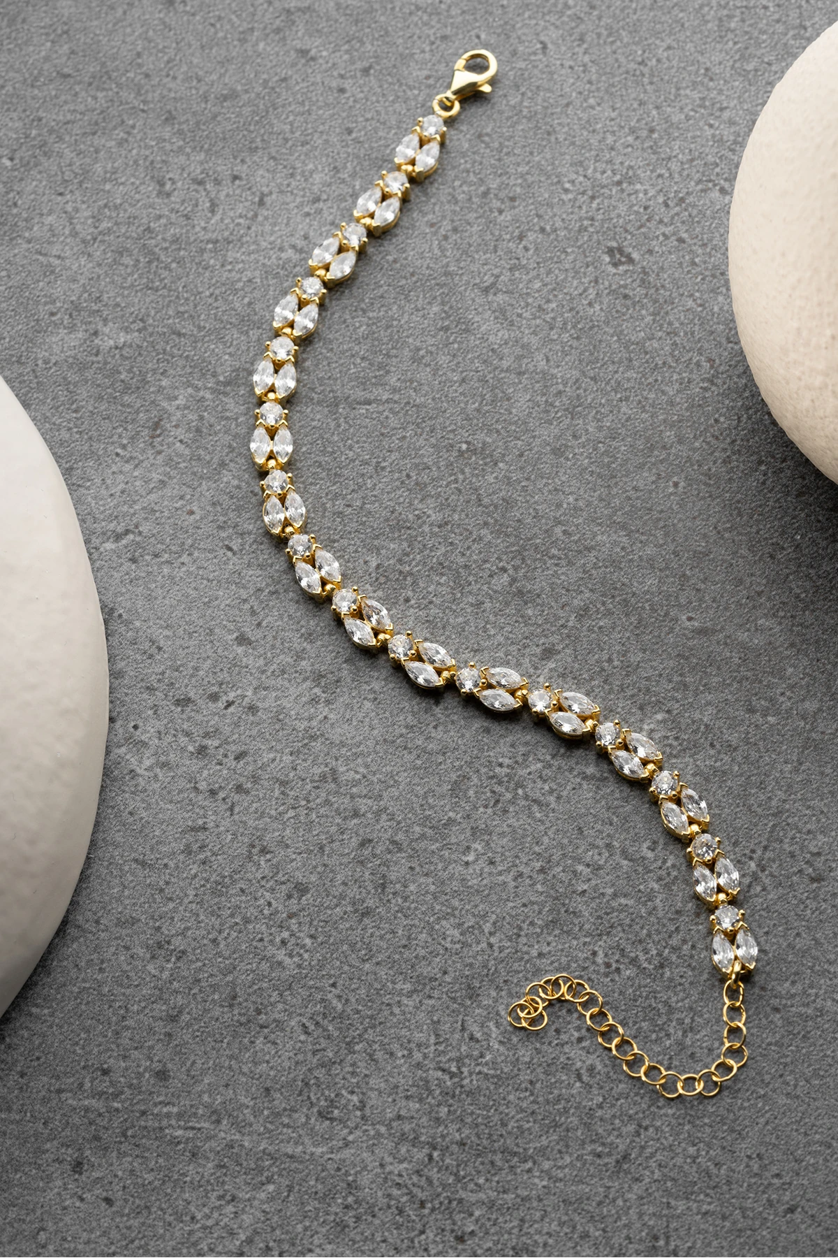 Gümüş Gold Mekik Taşlı Bileklik