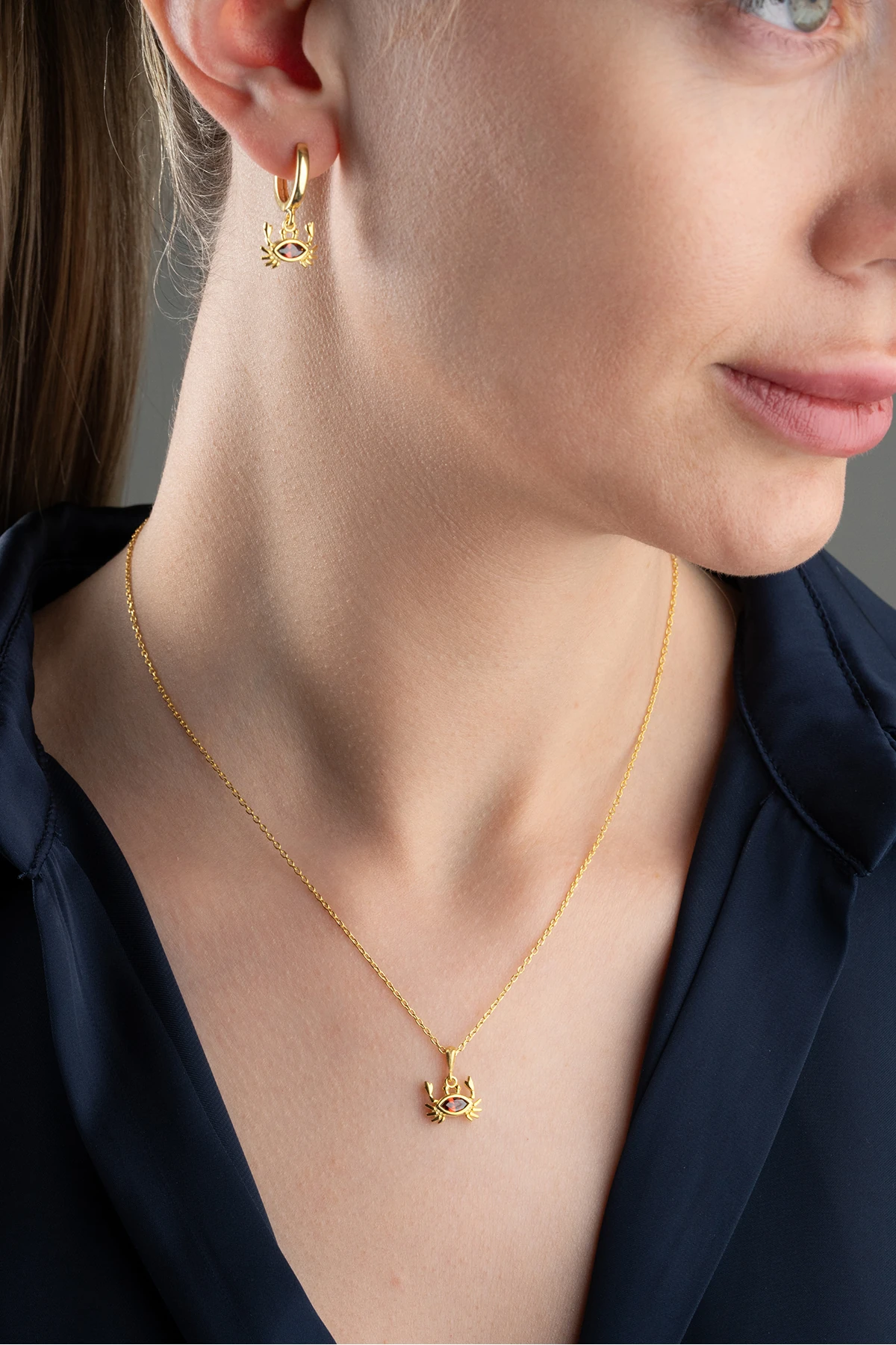 Gümüş Yengeç Takı Seti