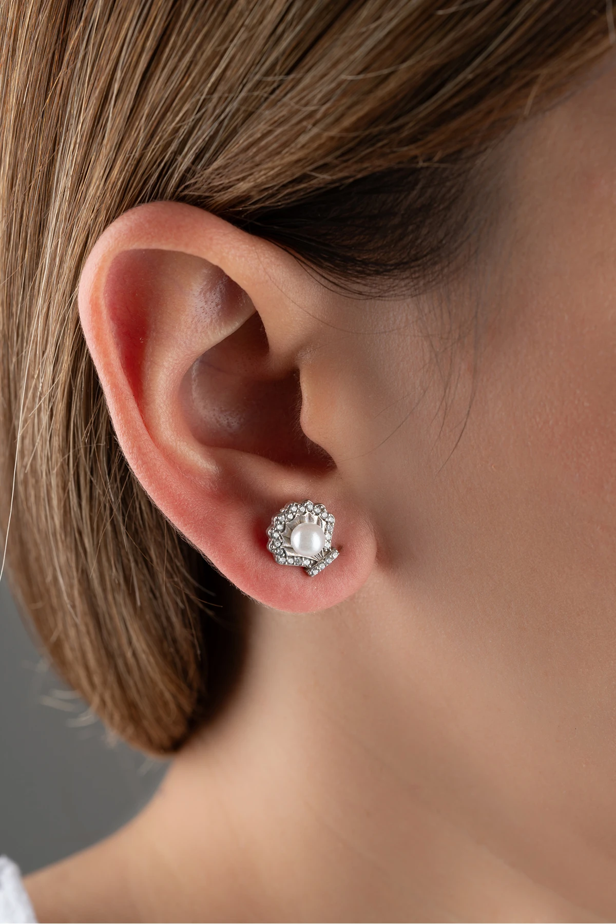 Gümüş İncili Küpe