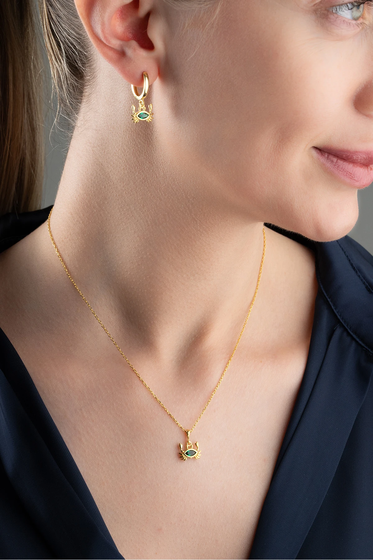 Gümüş Yengeç Takı Seti