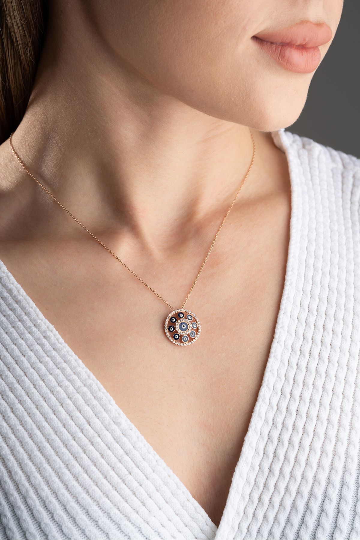 Gümüş Göz Nazarlı Kolye
