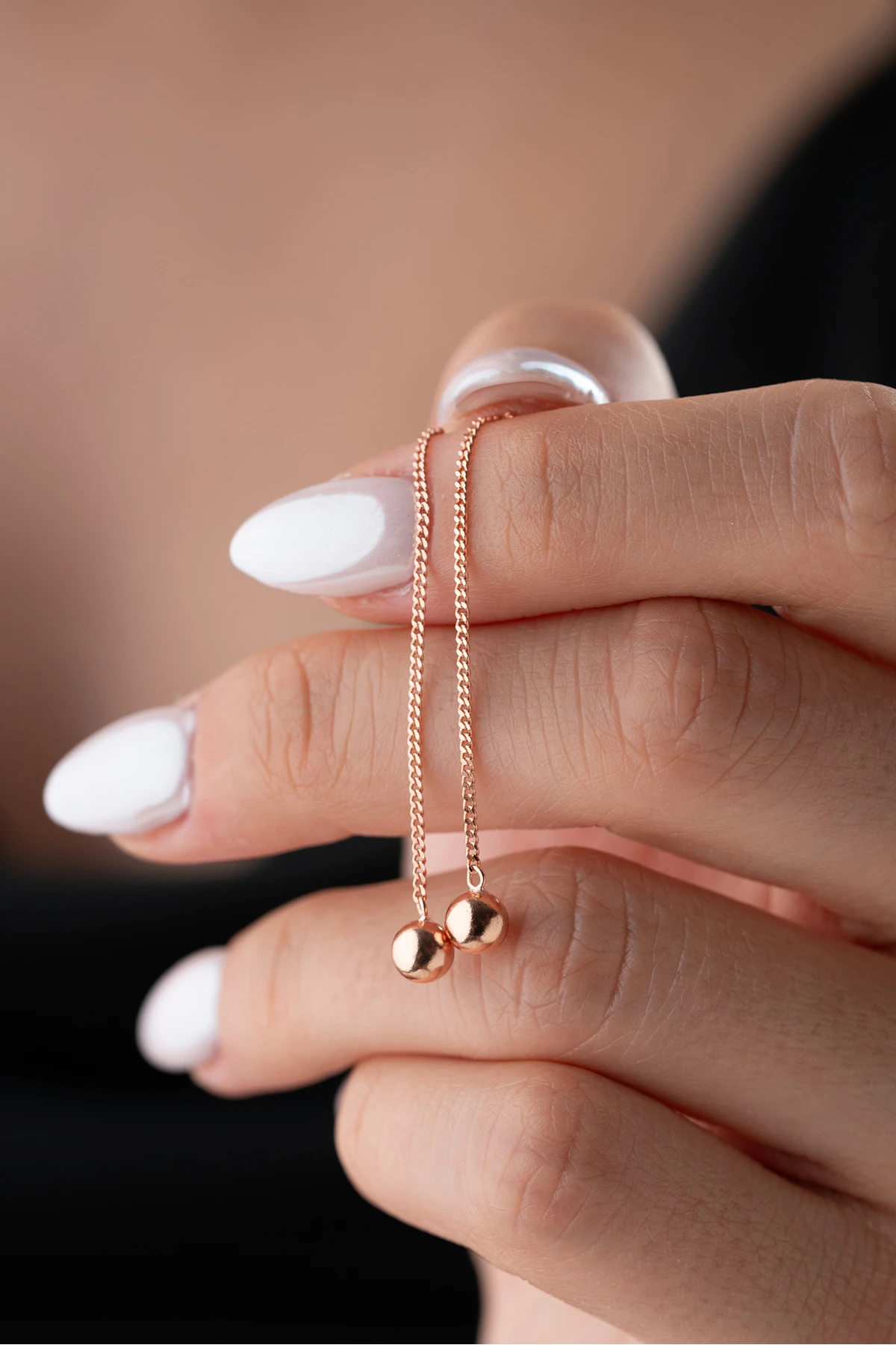 Gümüş Top Zincir Küpe