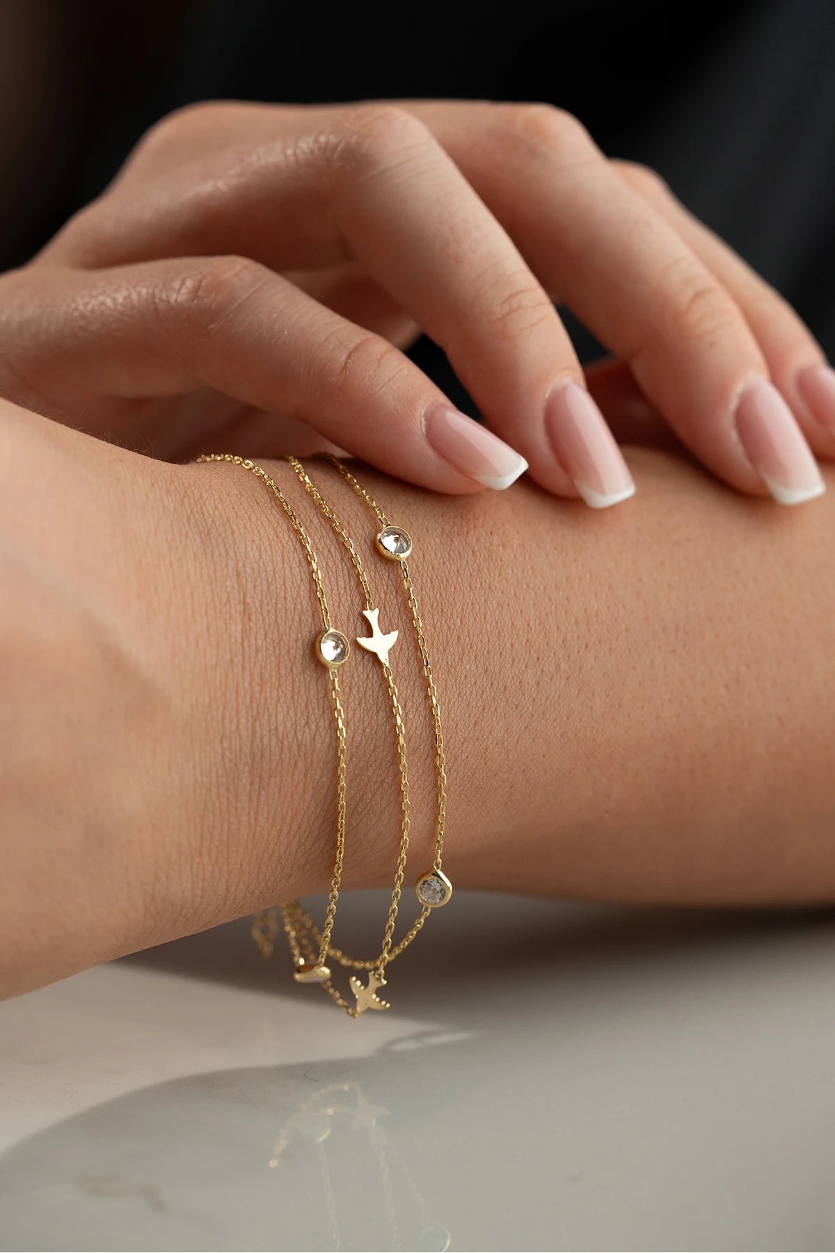 Gümüş Zirkon Taşlı Kuş Bileklik