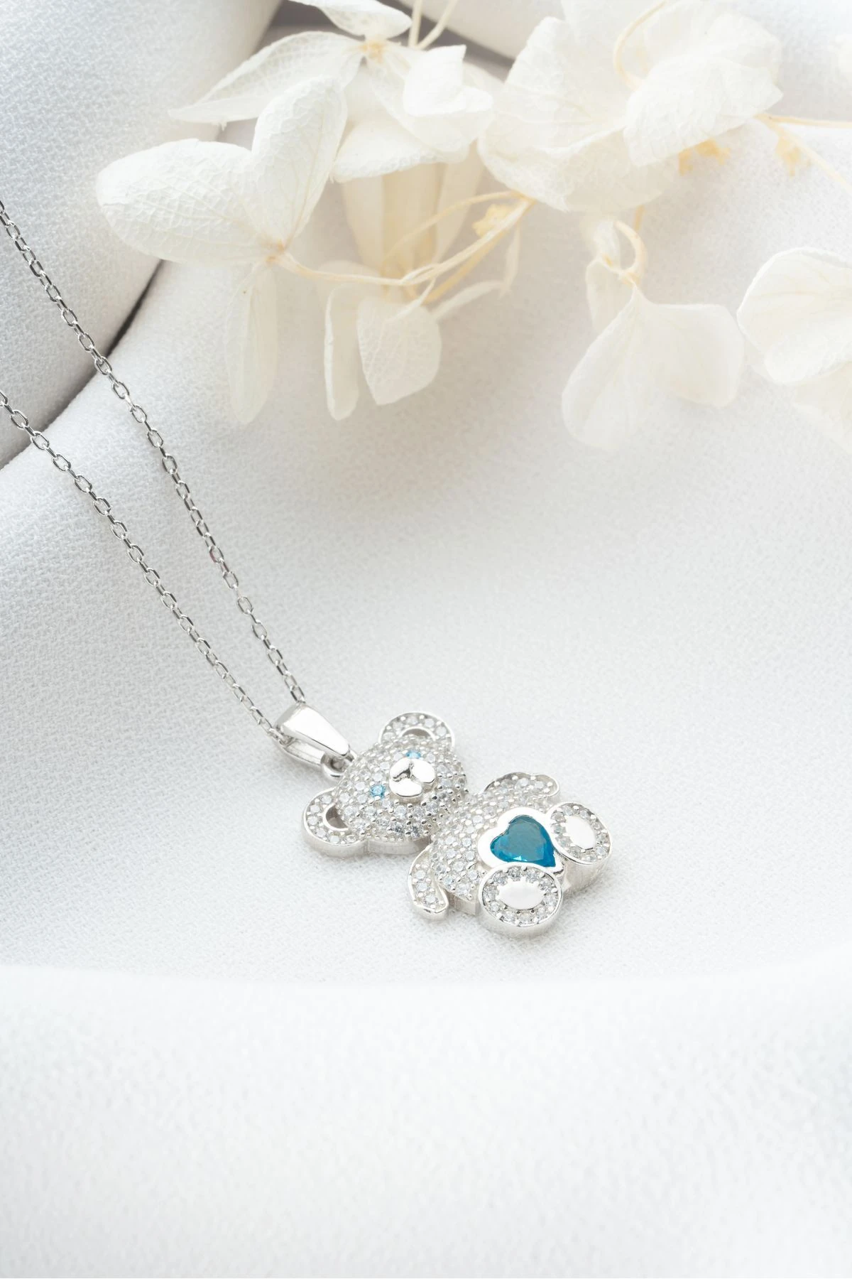 Gümüş Zirkon Taşlı Ayıcık Kolye