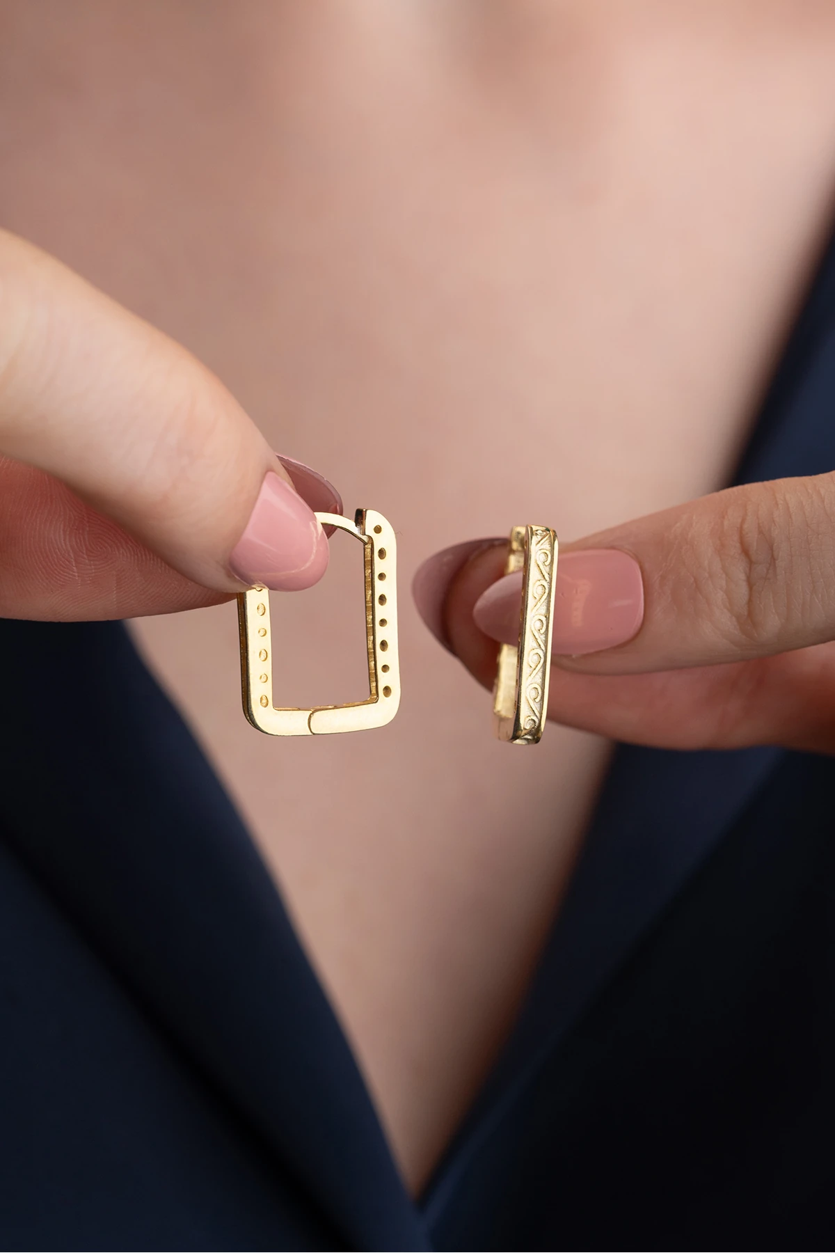 Gümüş Trend Gold Küpe