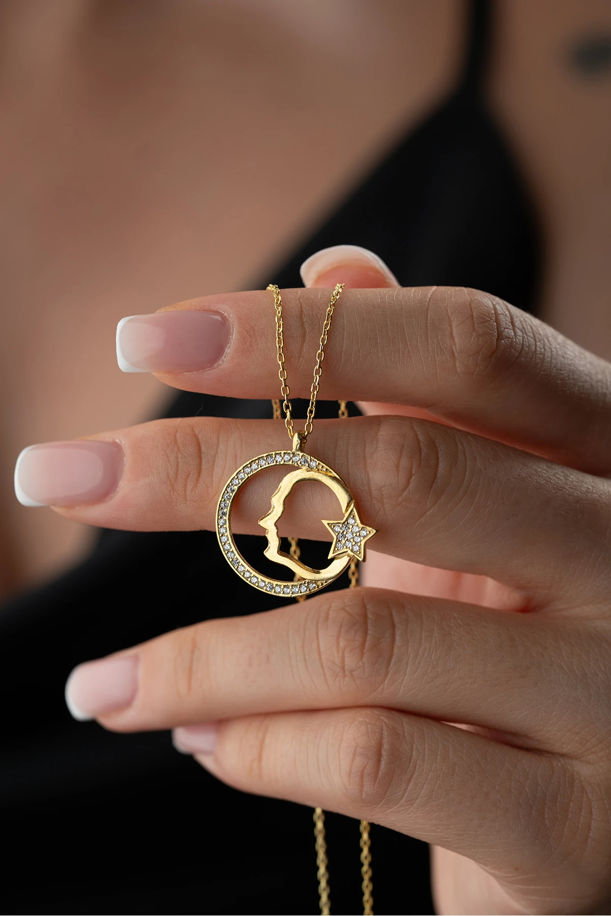 Gümüş Zirkon Taşlı Atatürk Kolye