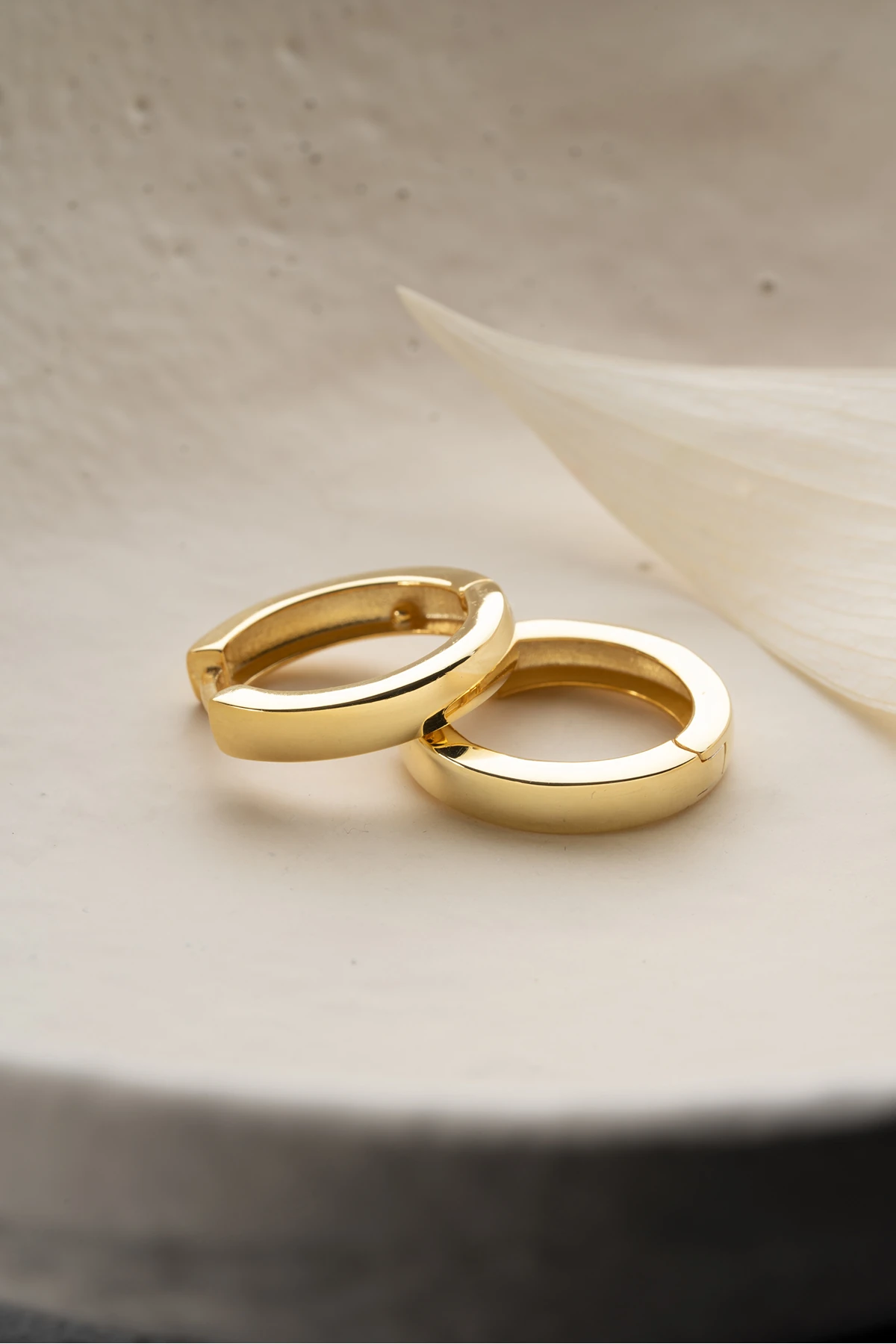 Gümüş Gold Taşsız Halka Küpe