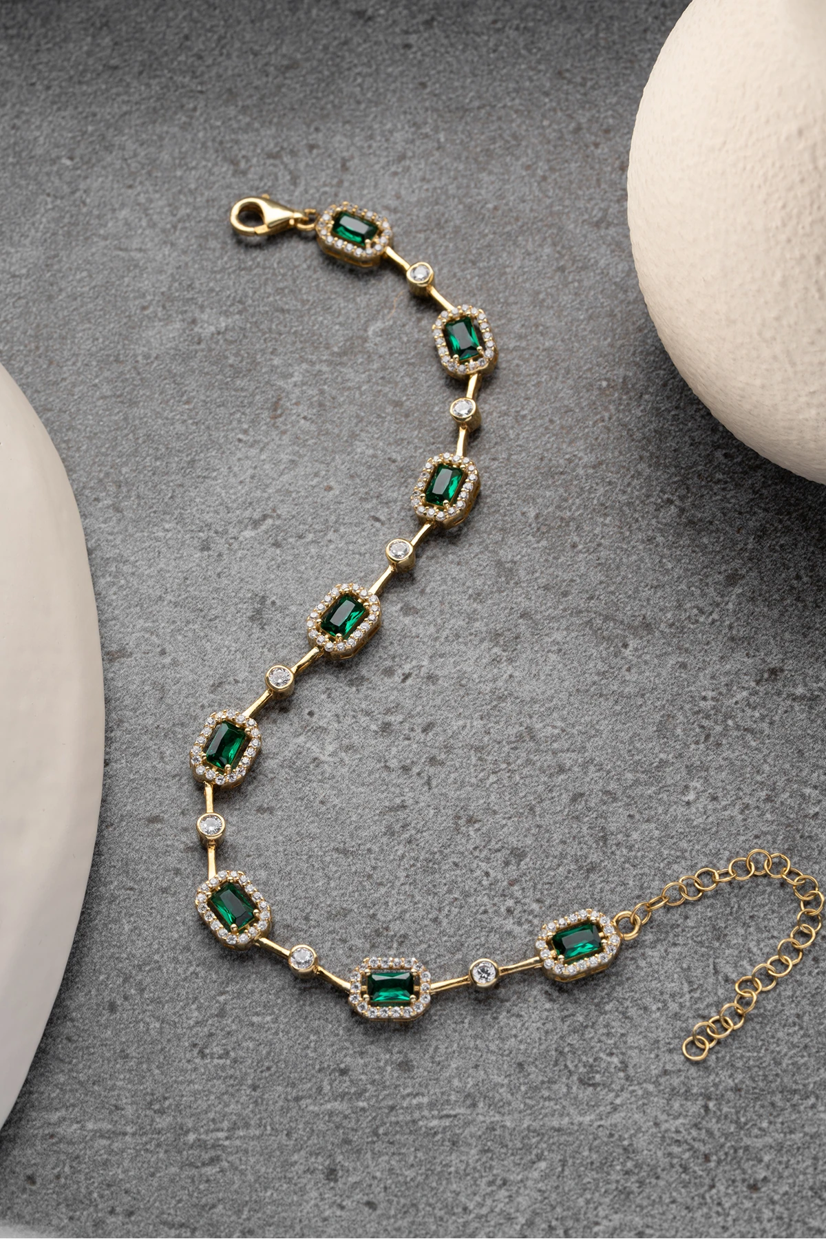 Gümüş Baget Zümrüt Model Bileklik