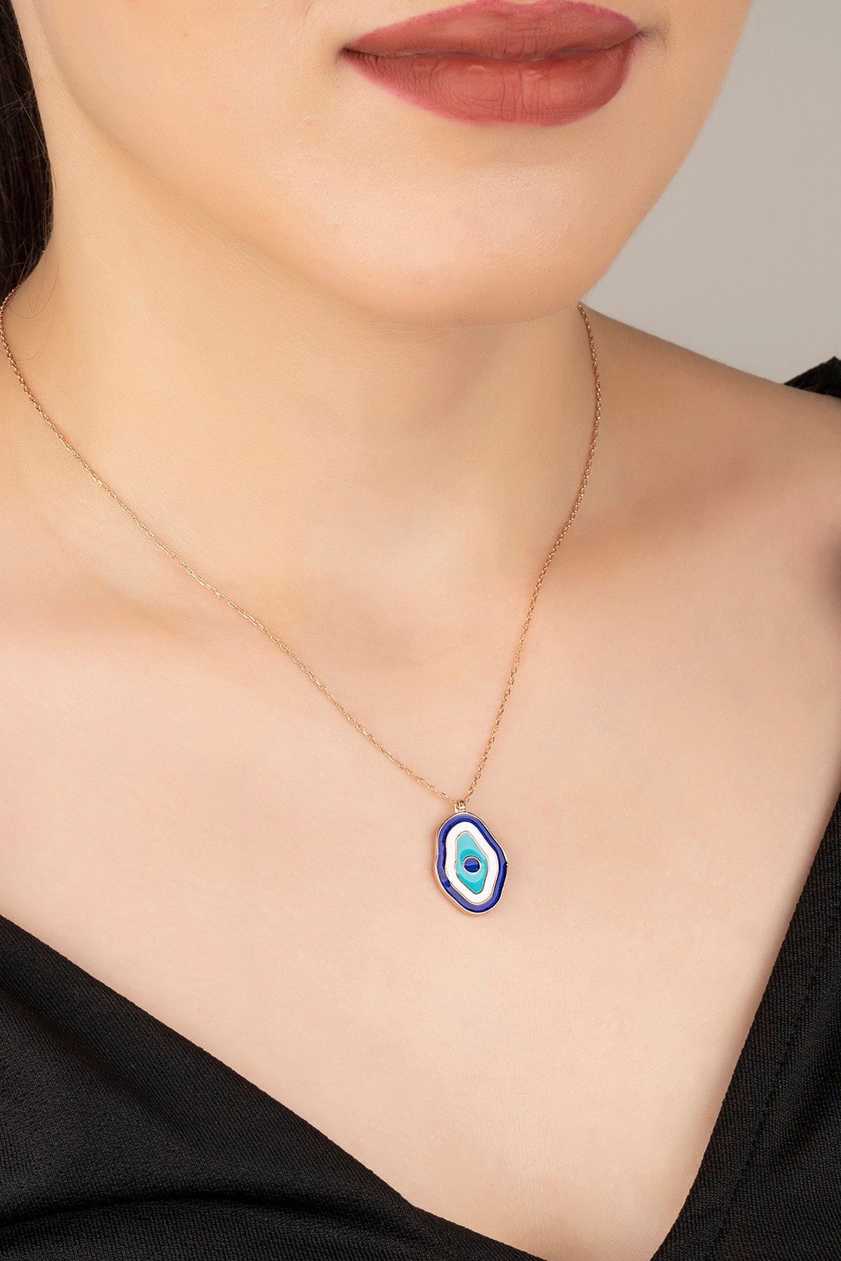 Rose Mineli Nazar Gümüş Kolye