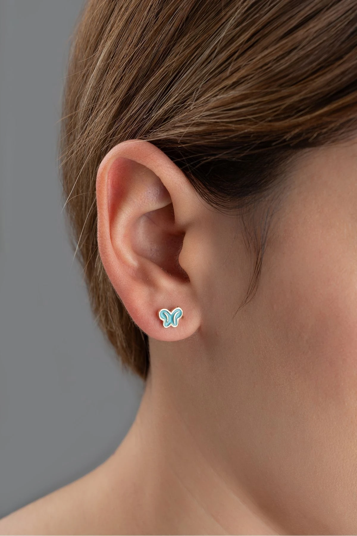 Gümüş Minik Kelebek Çivili Küpe